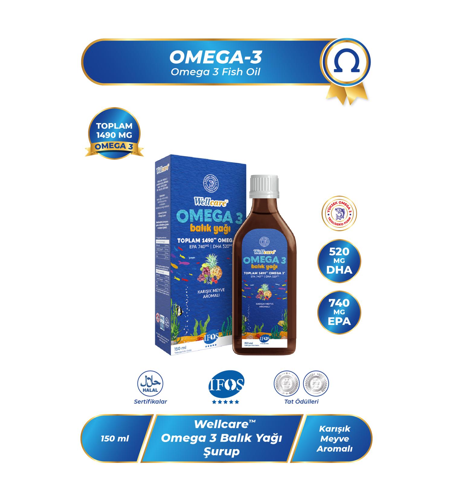 Wellcare Omega 3 Mixed Fruit Flavored Fish Oil - 150 ml - Buy Online on GoSupps.com