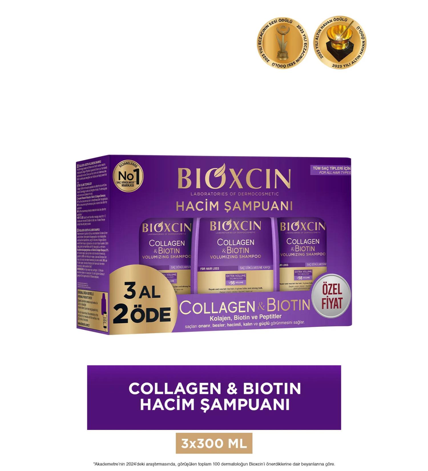 Bioxcin Shampoo with Collagen & Biotin for Thin and Sparse Hair 300ml Buy 3 Pay 2 - Buy Online on GoSupps.com