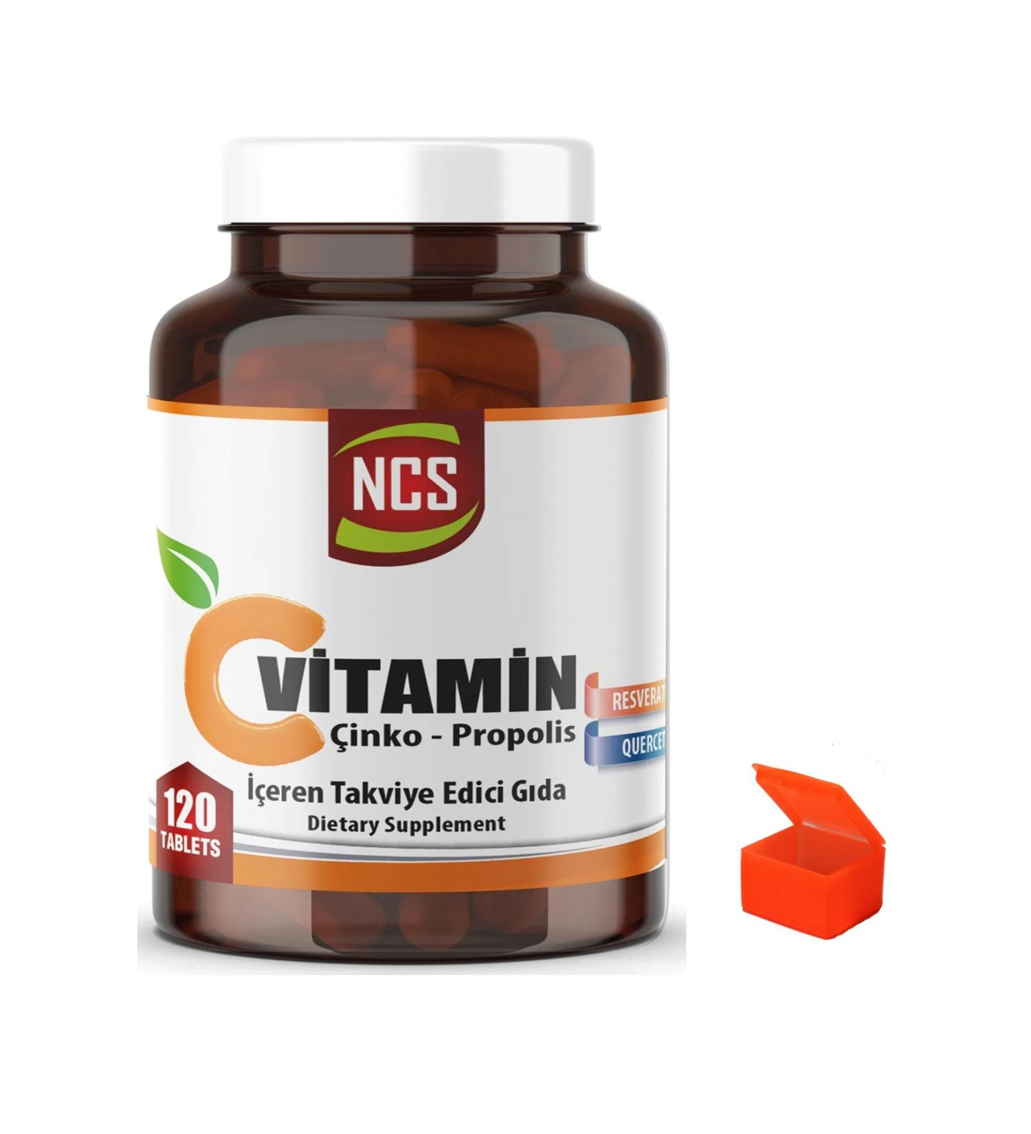 Ncs Vitamin C 1000 mg Zinc Propolis 120 Tablets + Pill Box