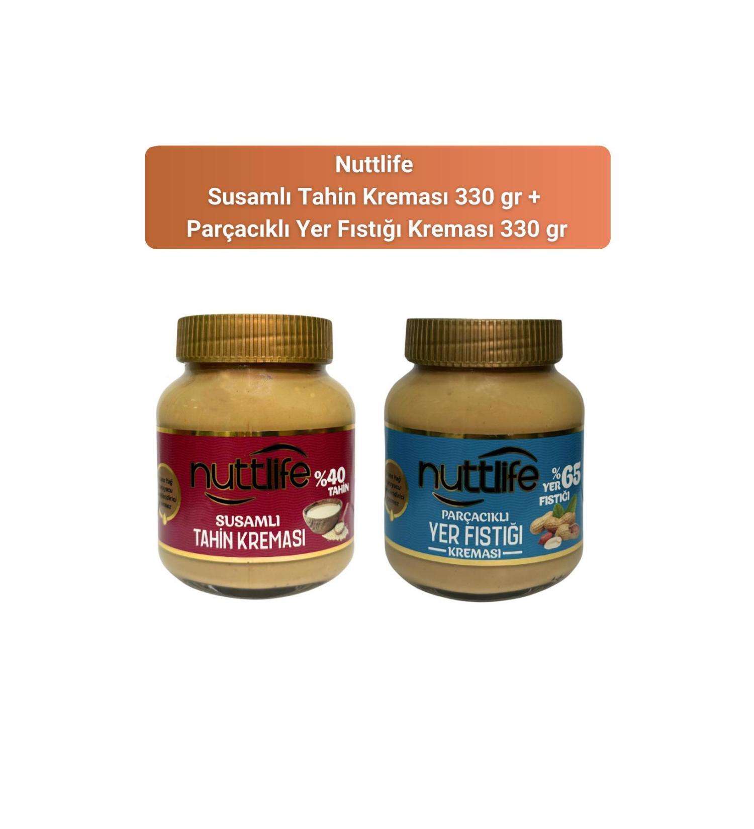 nuttlife Sesame Tahini Cream 330 gr + Particle Peanut Cream 330 gr