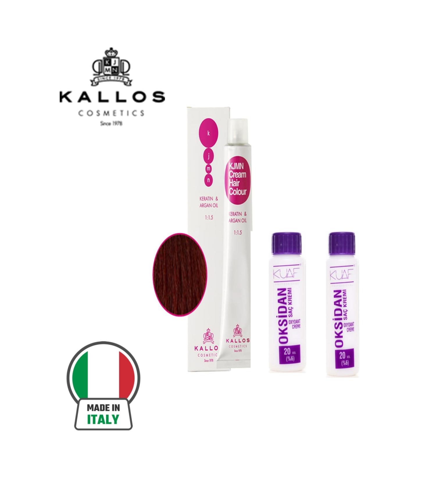Kallos Cosmetics KALLOS KJMN Cream Hair Dye 5.62 LIGHT BROWN VIOLET KERATIN & ARGAN Italian Hair Dye 100ML