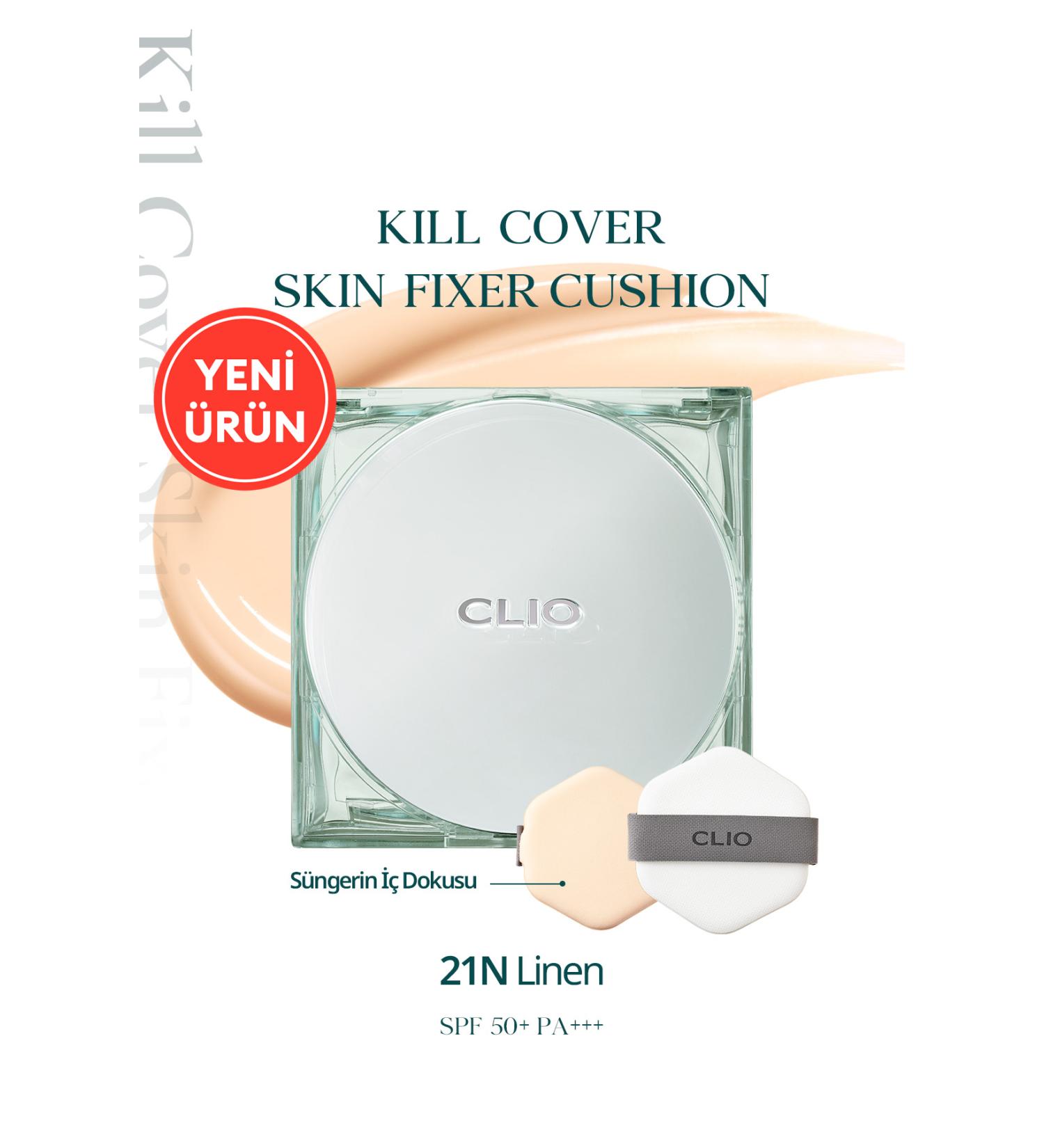 CLIO All Day Long Lasting Matte Cushion Foundation CLIO Kill Cover Skin Fixer Cushion (21N Linen) SPF50+ PA+++ - Buy Online on GoSupps.com