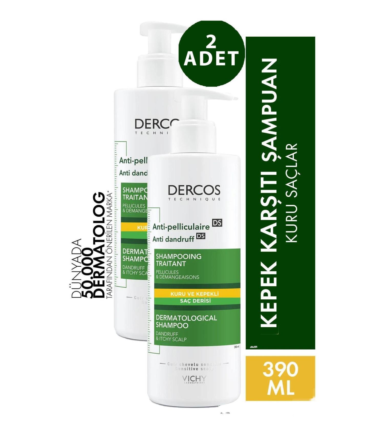 Vichy Dercos Anti-Dandruff Shampoo for Dry Hair Anti-Dandruff 390 ml 2 Pieces