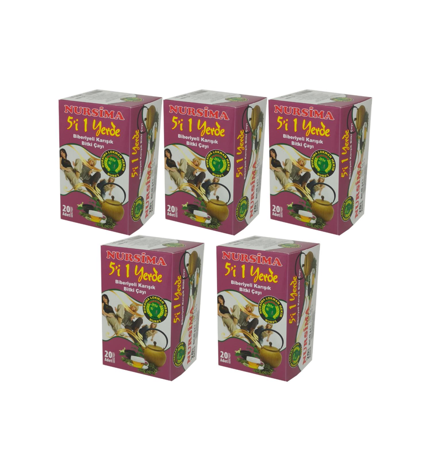 Nursima 5 in 1 Rosemary Mixed Herbal Tea 20 Filter Bags 5 Boxes