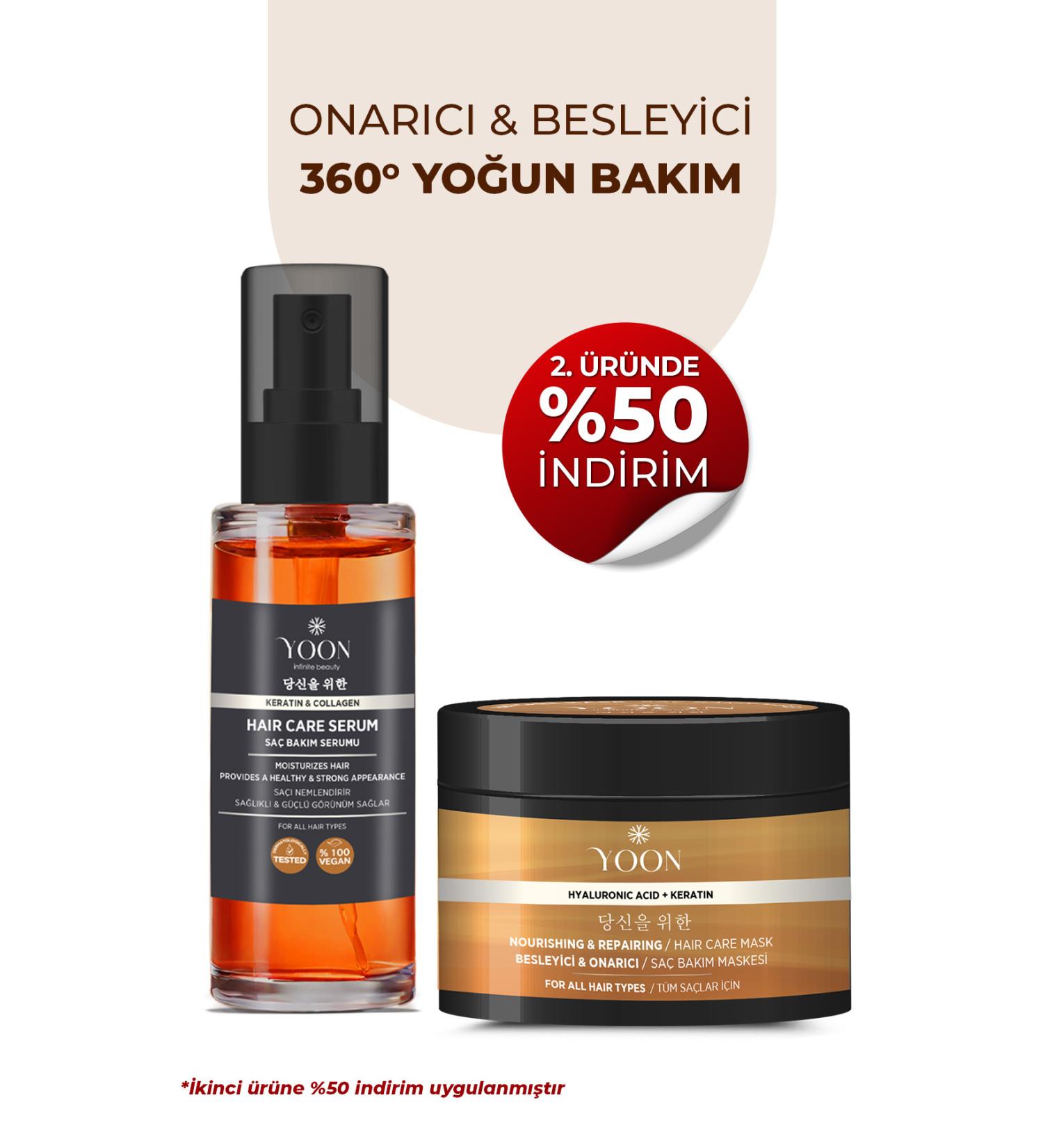 YOON 2-Piece Vegan Hair Mask & Leave-In Hair Serum 360 Repairing and Strengthening Hair Care Complex - Buy Online on GoSupps.com