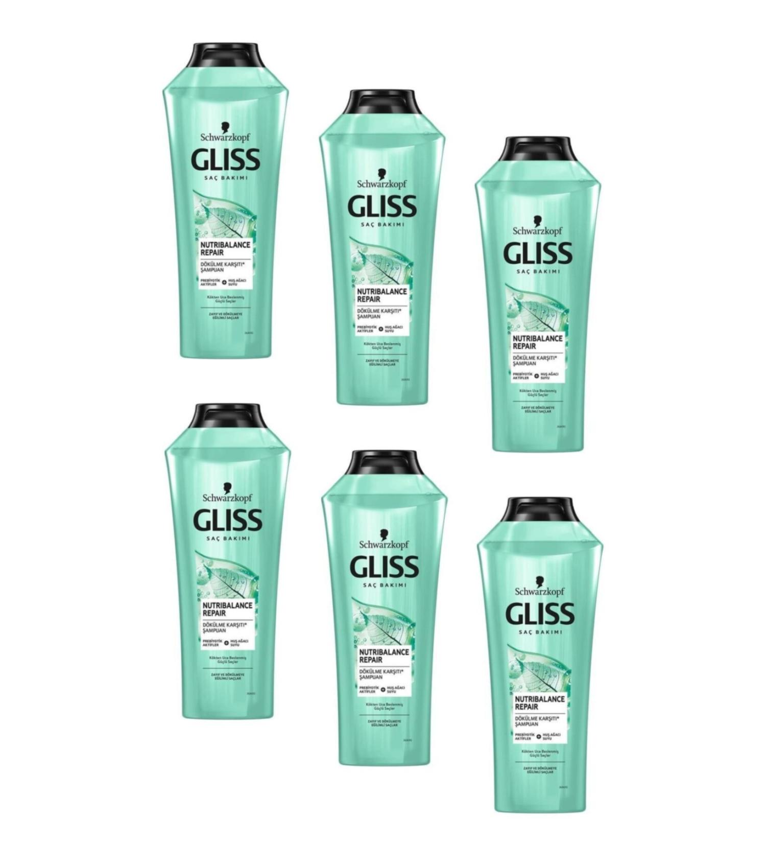 Gliss Nutribalance Repair Anti Hair Loss Shampoo 360 Ml (6 Pieces)