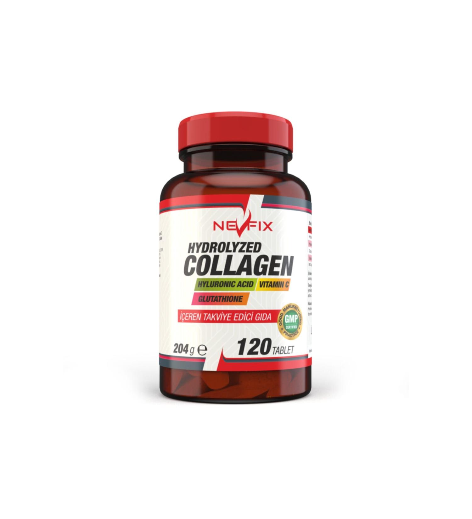 Nevfix Hydrolyzed Collagen Glutathione Hyaluronic Acid Vitamin C 120 Tablets - Buy Online on GoSupps.com