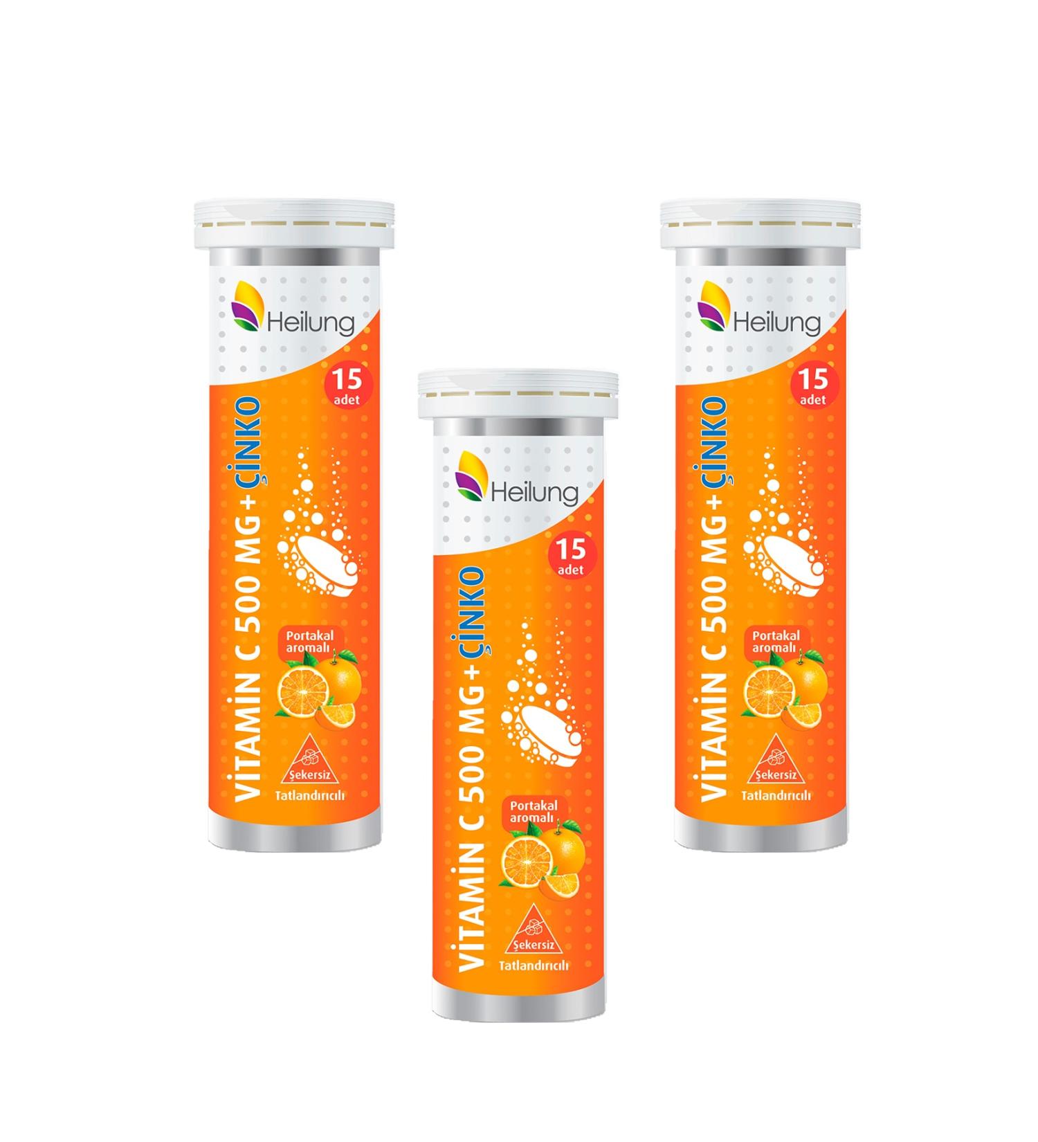 Apexis Heilung Vitamin C 500 Mg Zinc Effervescent 15 Tablets 3 Pieces