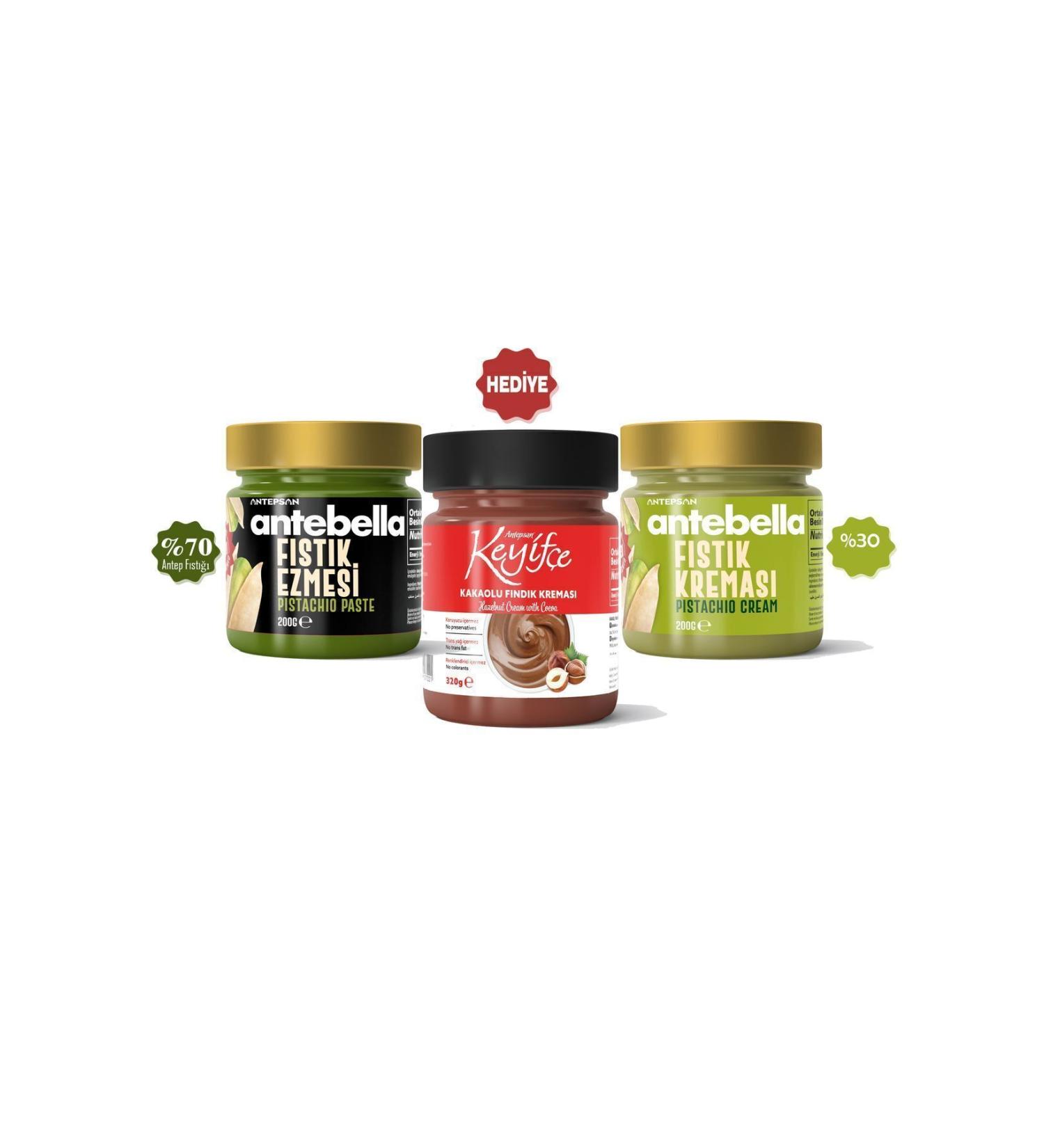 Antebella 3-Piece Premium Package (PISTACHIO PASTE PISTACHIO CREAM HAZELNUT CREAM) - Buy Online on GoSupps.com