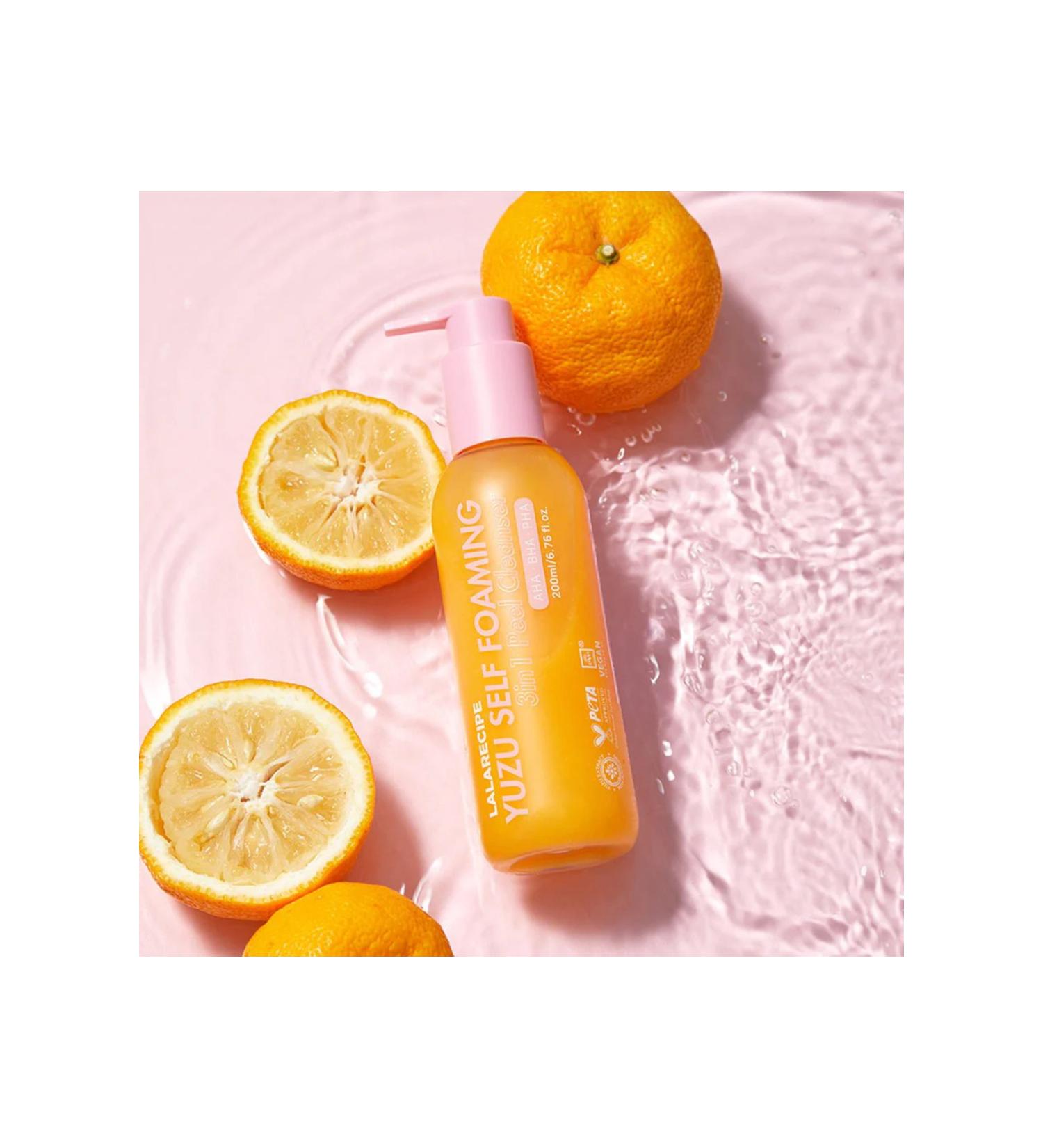 lalarecipe 3 in 1 oxygen facial cleanser Yuzu Self Foaming 3 in 1 Peel Cleanser 200 ml