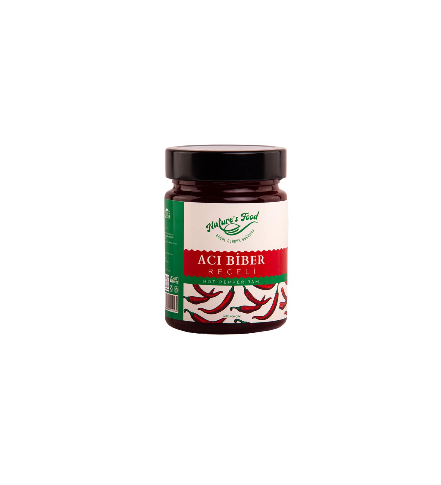 NATURES FOOD Hot Pepper Jam PREMIUM SERIES 400gr glass bottle e Hot Pepper The perfect combination of hot and sweet.