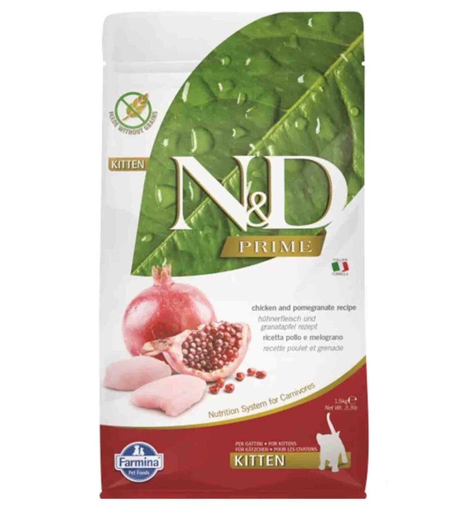 N & D ND Prime Grain-Free Chicken and Pomegranate Kitten Food 1.5kg