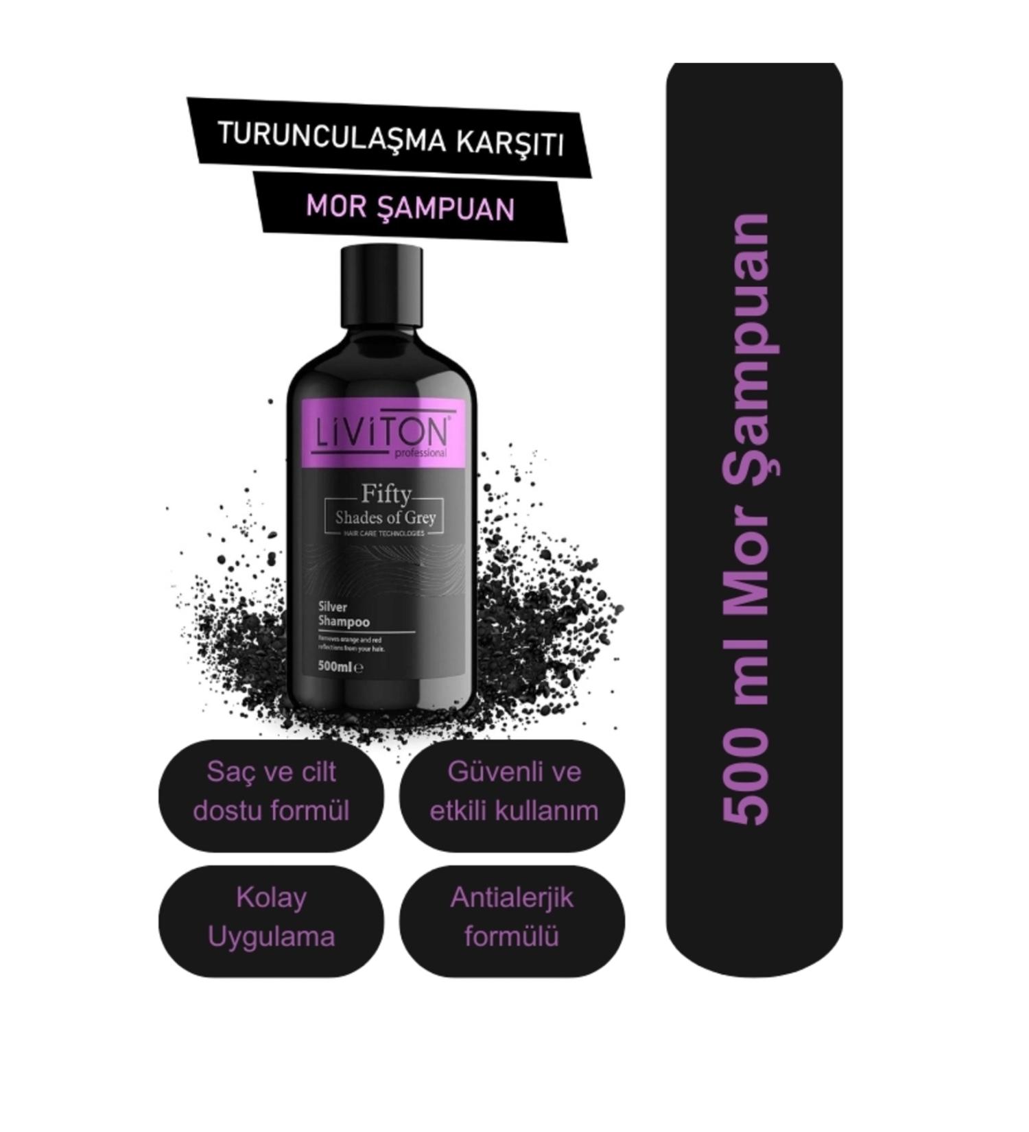 Liviton Professional Silver Purple Shampoo Suitable for Gray White Platinum Blonde Hair 500 ml - Buy Online on GoSupps.com
