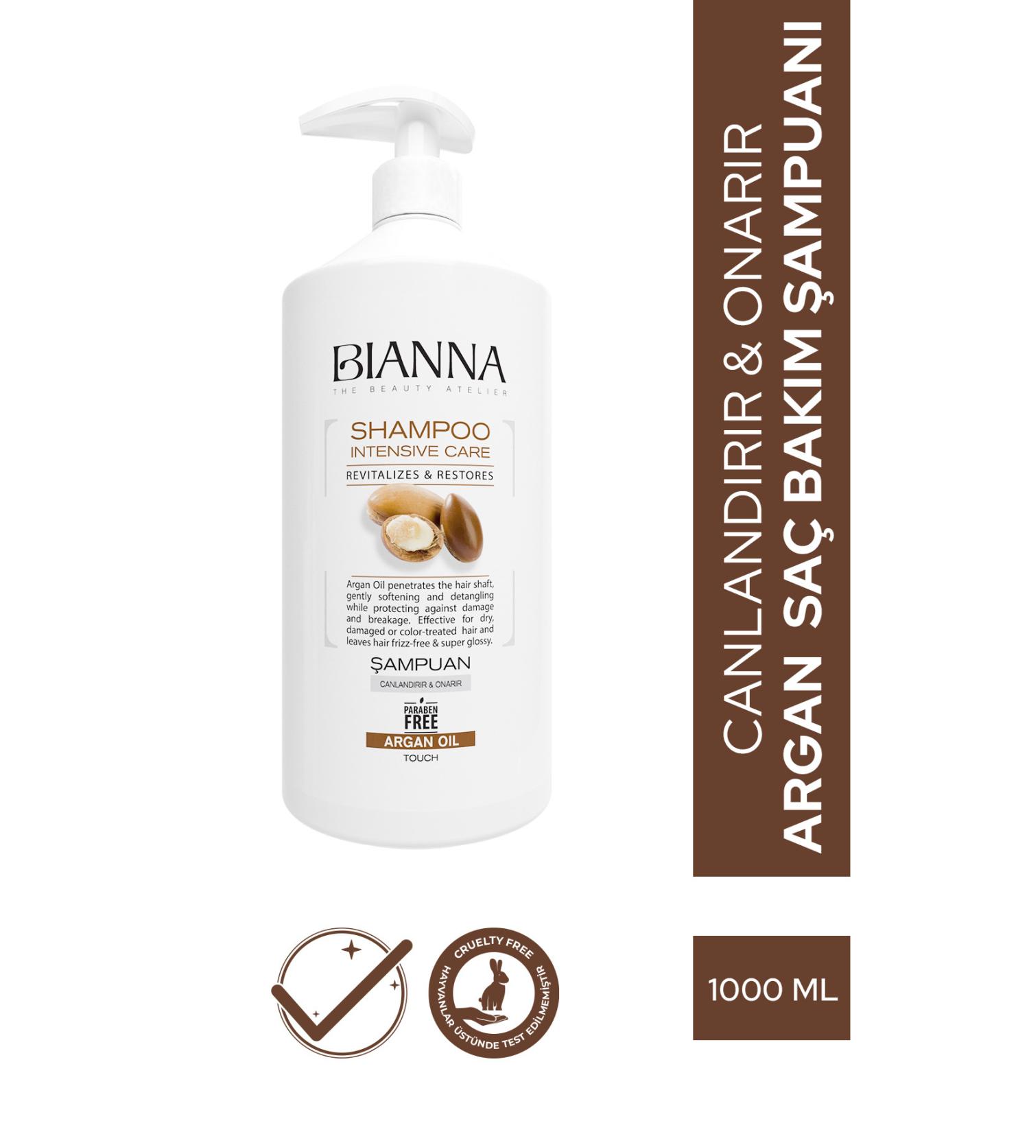 Bianna Argan Oil Salt-Free and Paraben-Free Revitalizing and Repairing Hair Care Shampoo Large - 1000ml
