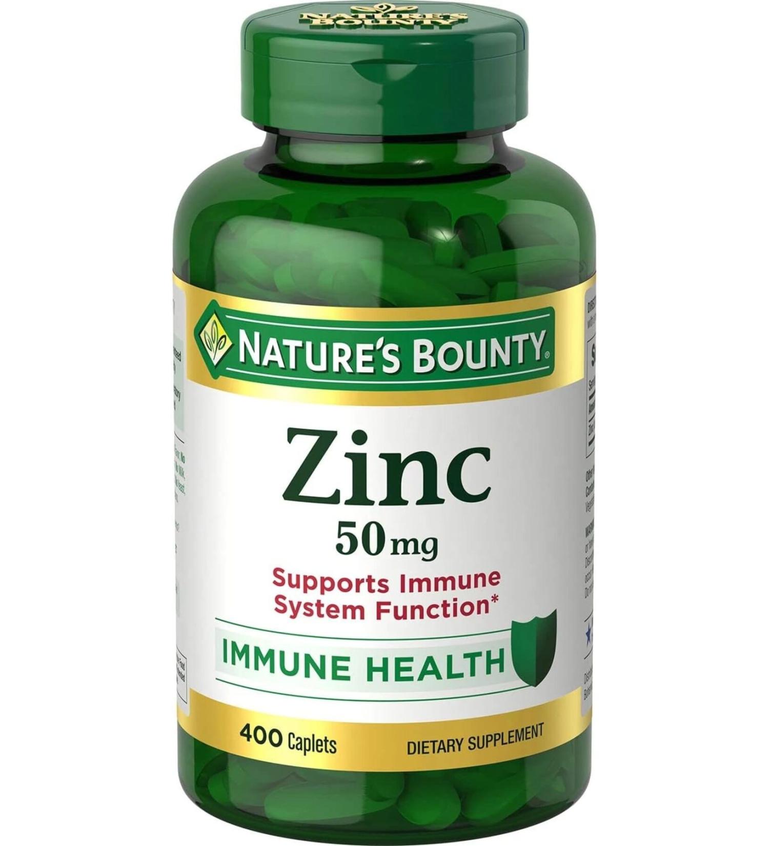 Nature Made Nature's Bounty Zinc 50mg 400 Caplets Origin USA