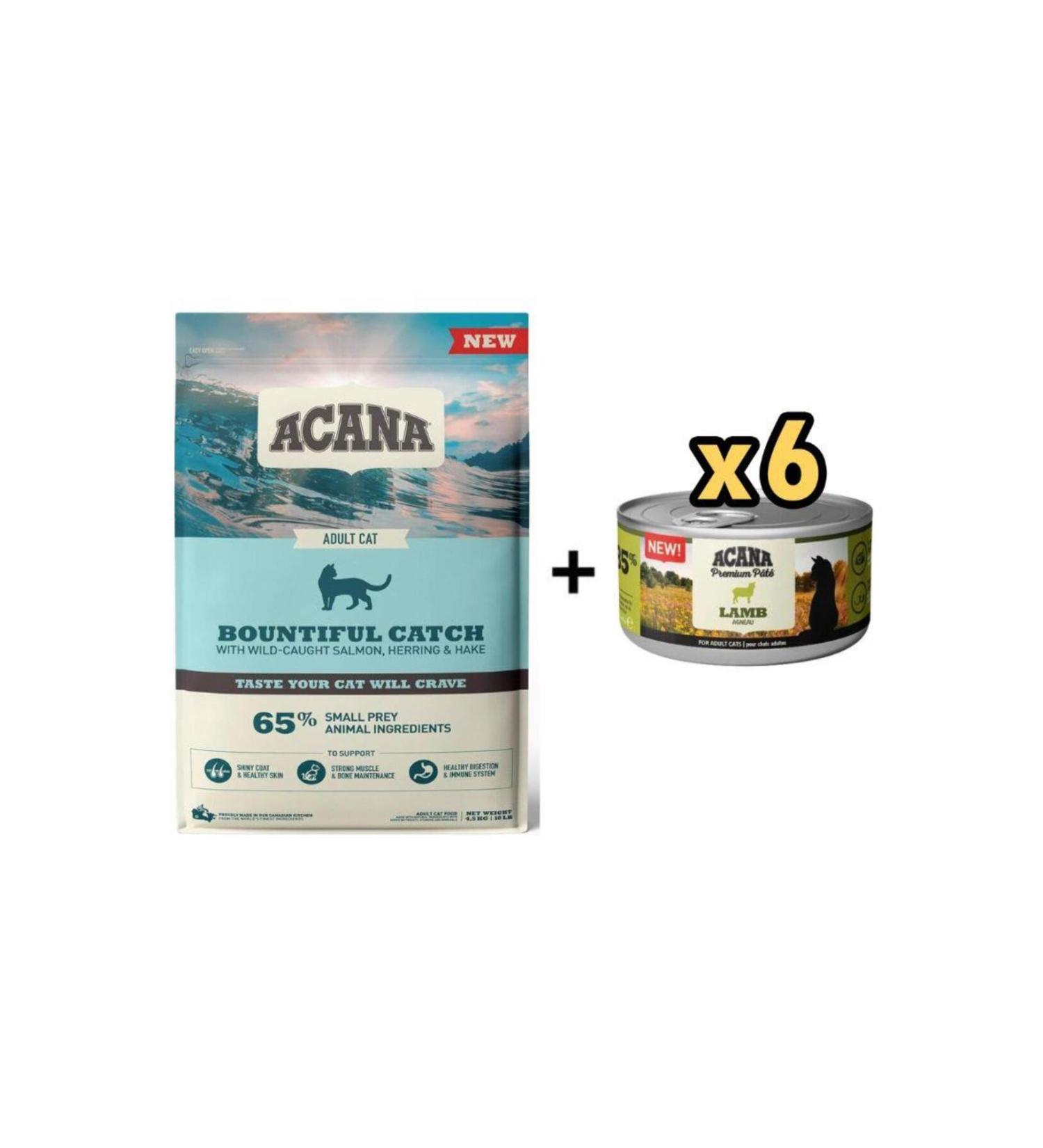Acana Bountiful Catch Grain-Free Adult Cat Food with Fish for Strong and Healthy Bones 4.5kg +