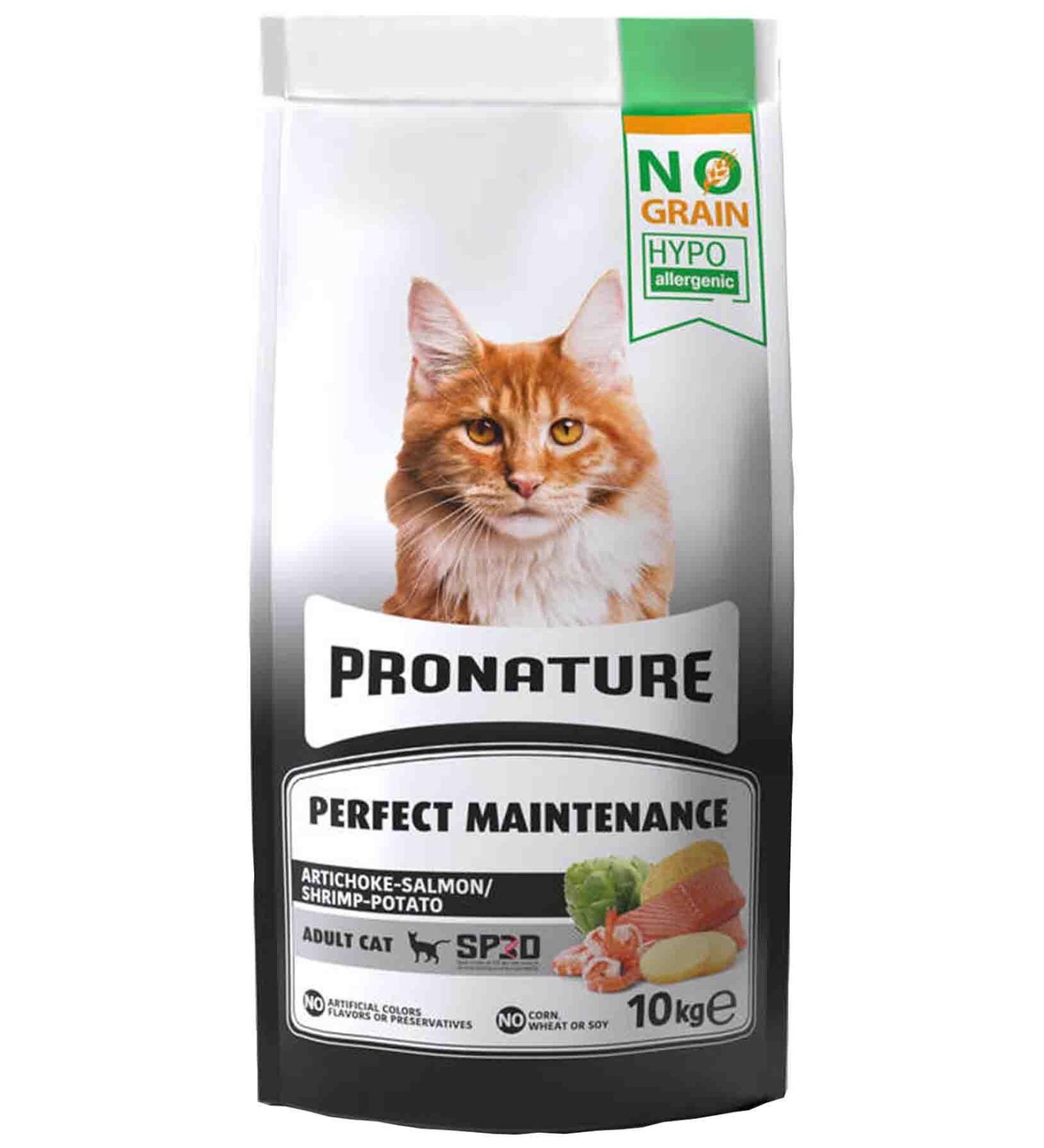 pronature Hypo-Allergenic Grain-Free Salmon Shrimp and Artichoke Adult Cat Food 10kg