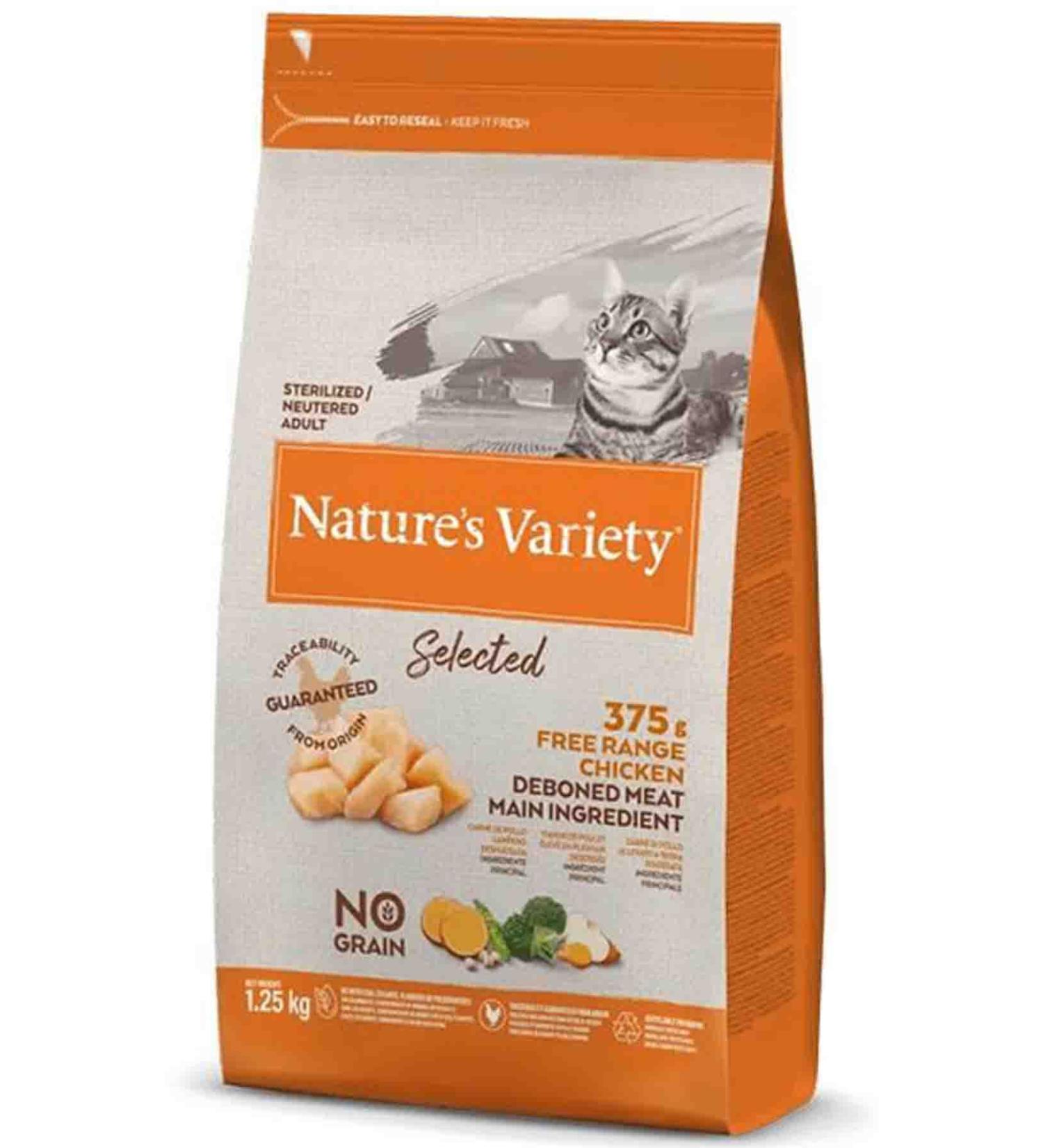 Natures Variety Selected Chicken Meat Grain-Free Sterilized Cat Food 1.25kg
