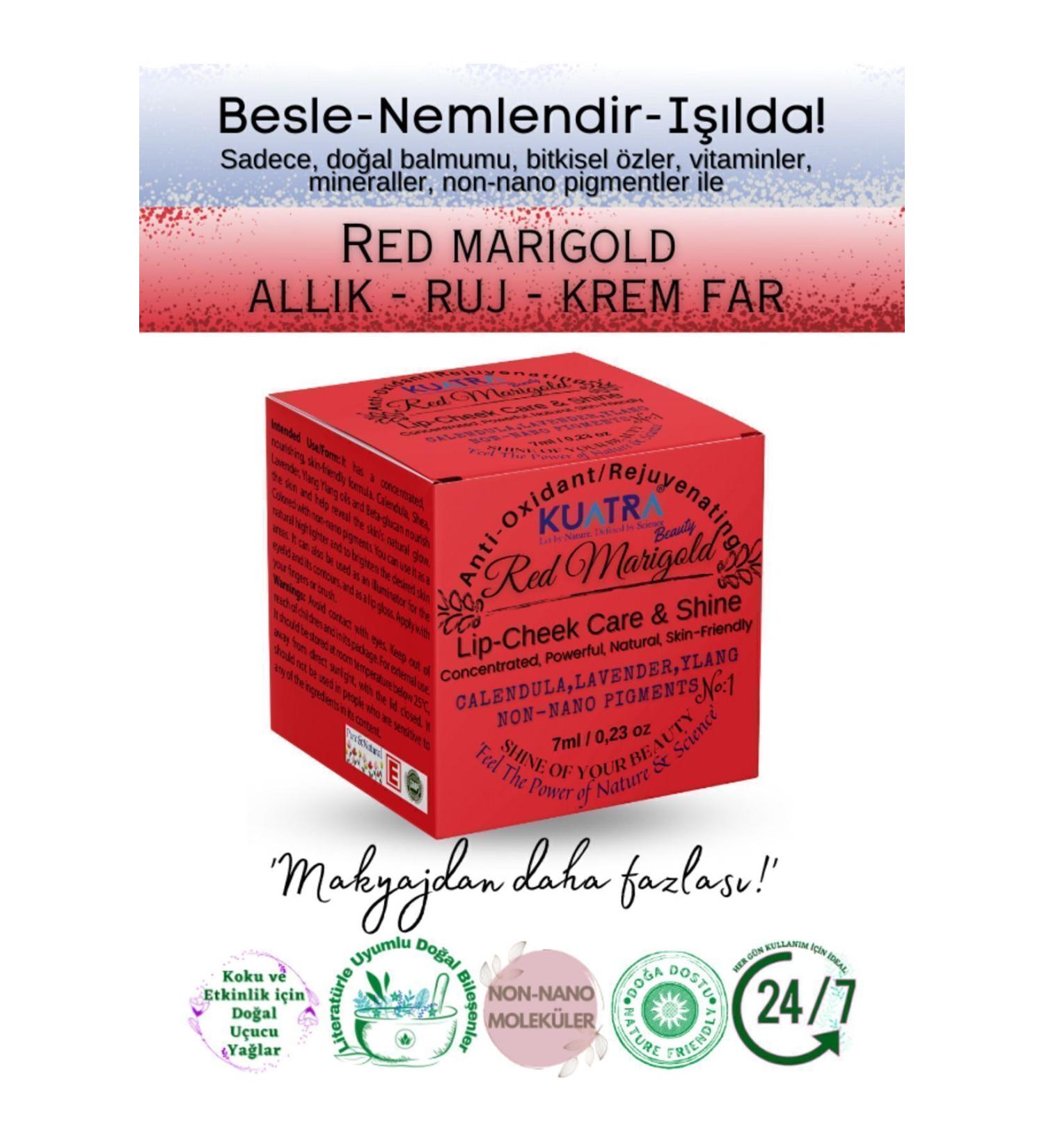 Kuatra Red Marigold Moisturizing - Antioxidant Luminous Balm (NATURAL INGREDIENT LIPSTICK - BLUSH - EYESHADOW) - Buy Online on GoSupps.com