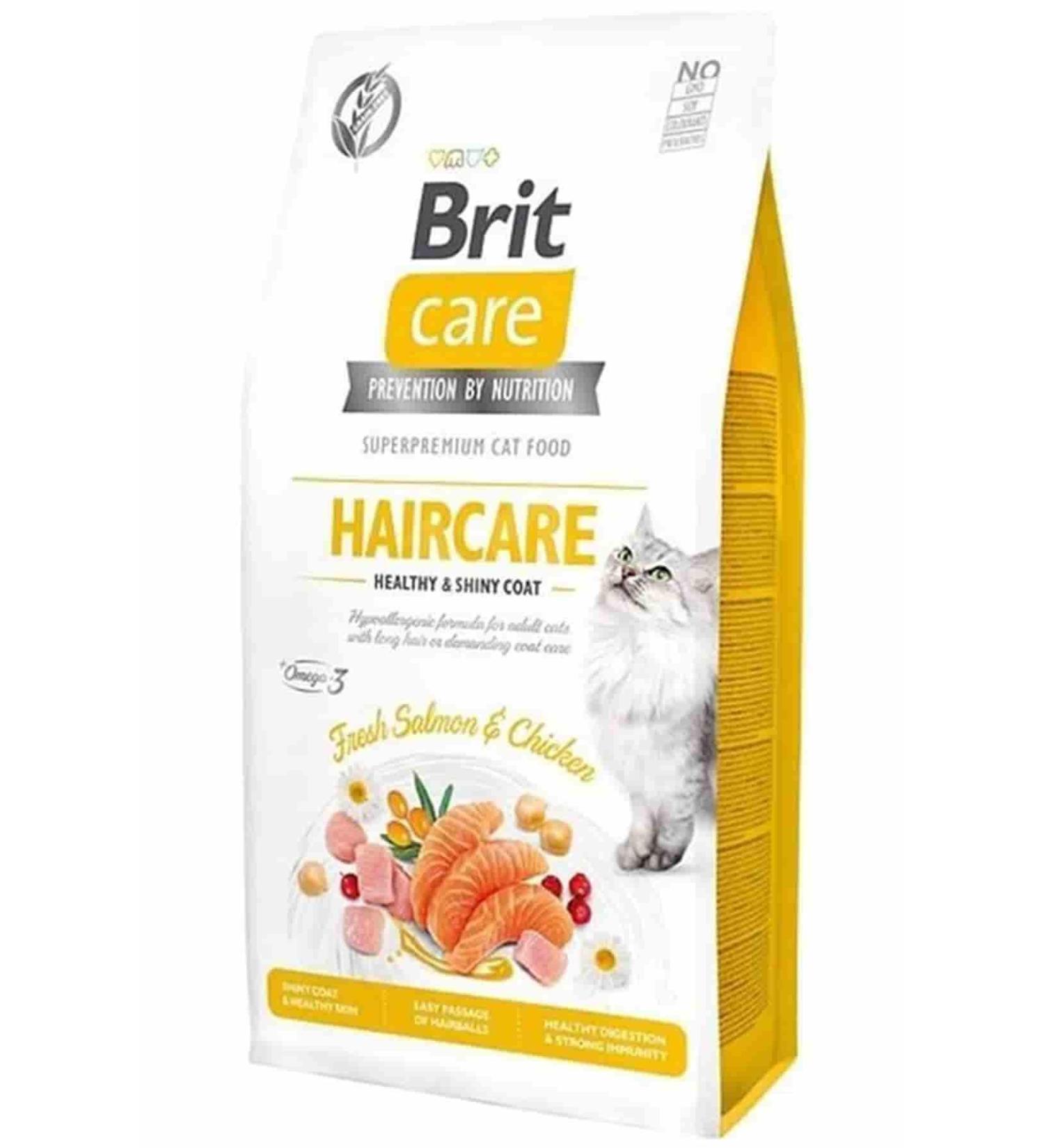 Brit Care Haircare Grain-Free Chicken and Salmon Adult Cat Food for Skin and Fur Health 7kg