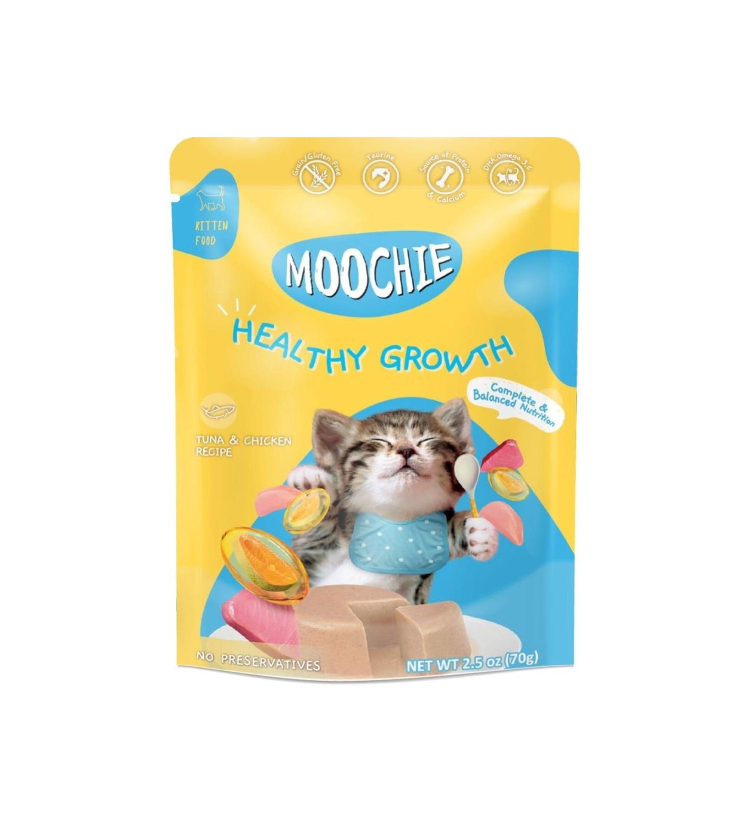 MOOCHIE Tuna & Chicken Recipe Healthy Growth for Kittens 12 x 70g