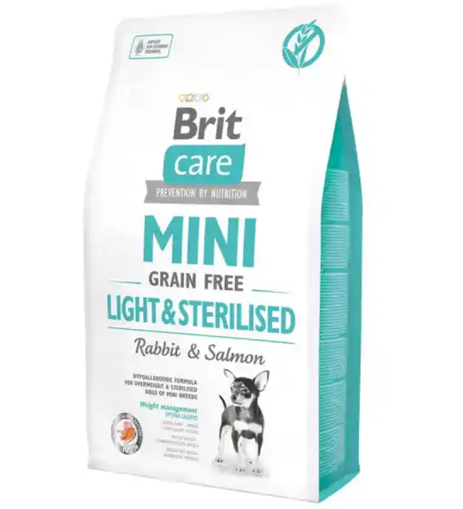 Brit Care Mini Light Grain-Free Rabbit and Salmon Sterilized Adult Dog Food 2kg