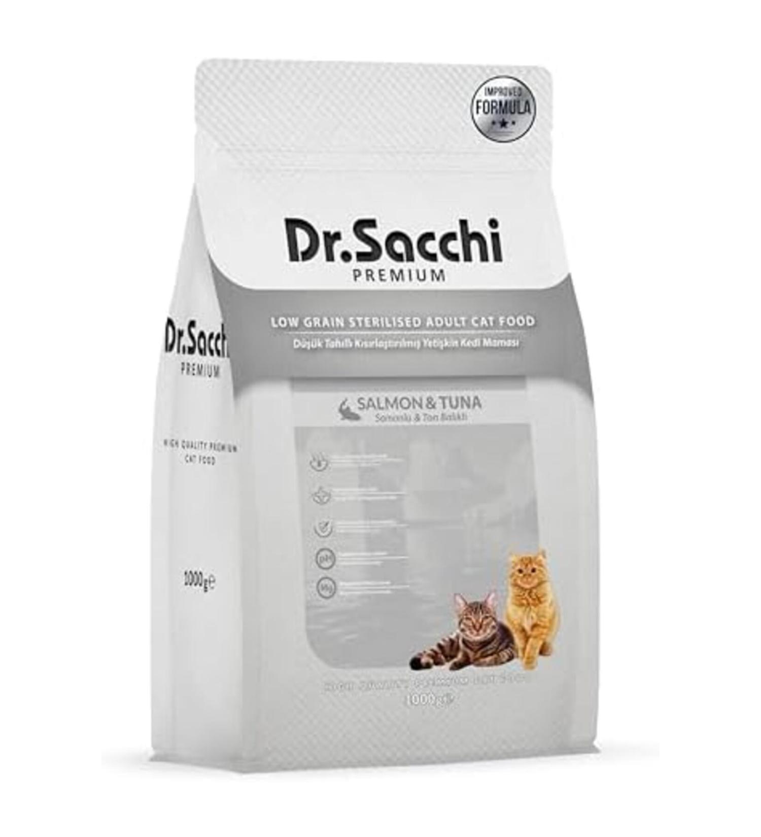 Dr. Sacchi Dr. Sacchi Premium Low Grain Salmon and Tuna Sterilized Cat Food 1 Kg