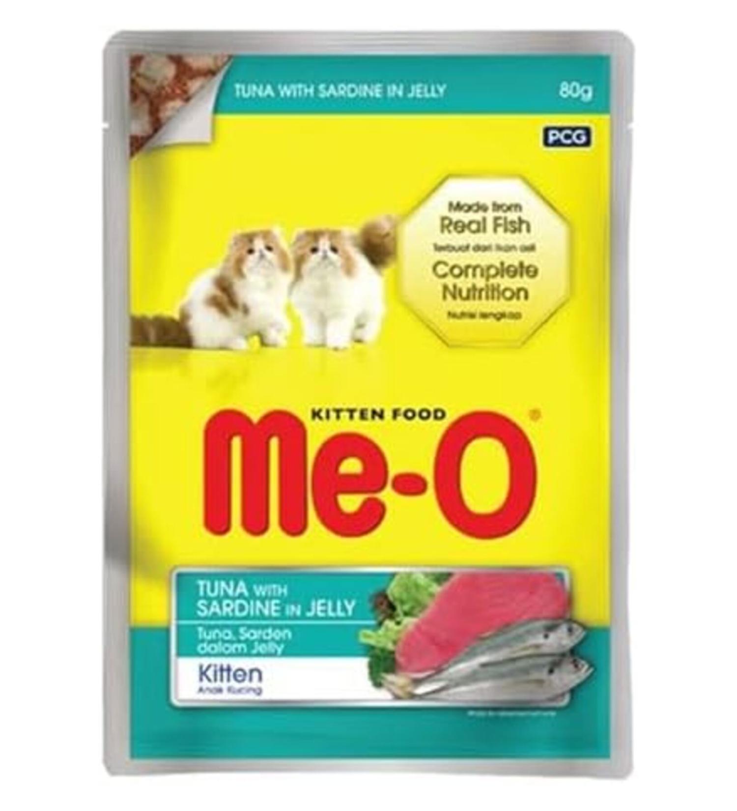me-o Meo Kitten Canned Kitten Food with Tuna and Sardines in Jelly 80 Gr