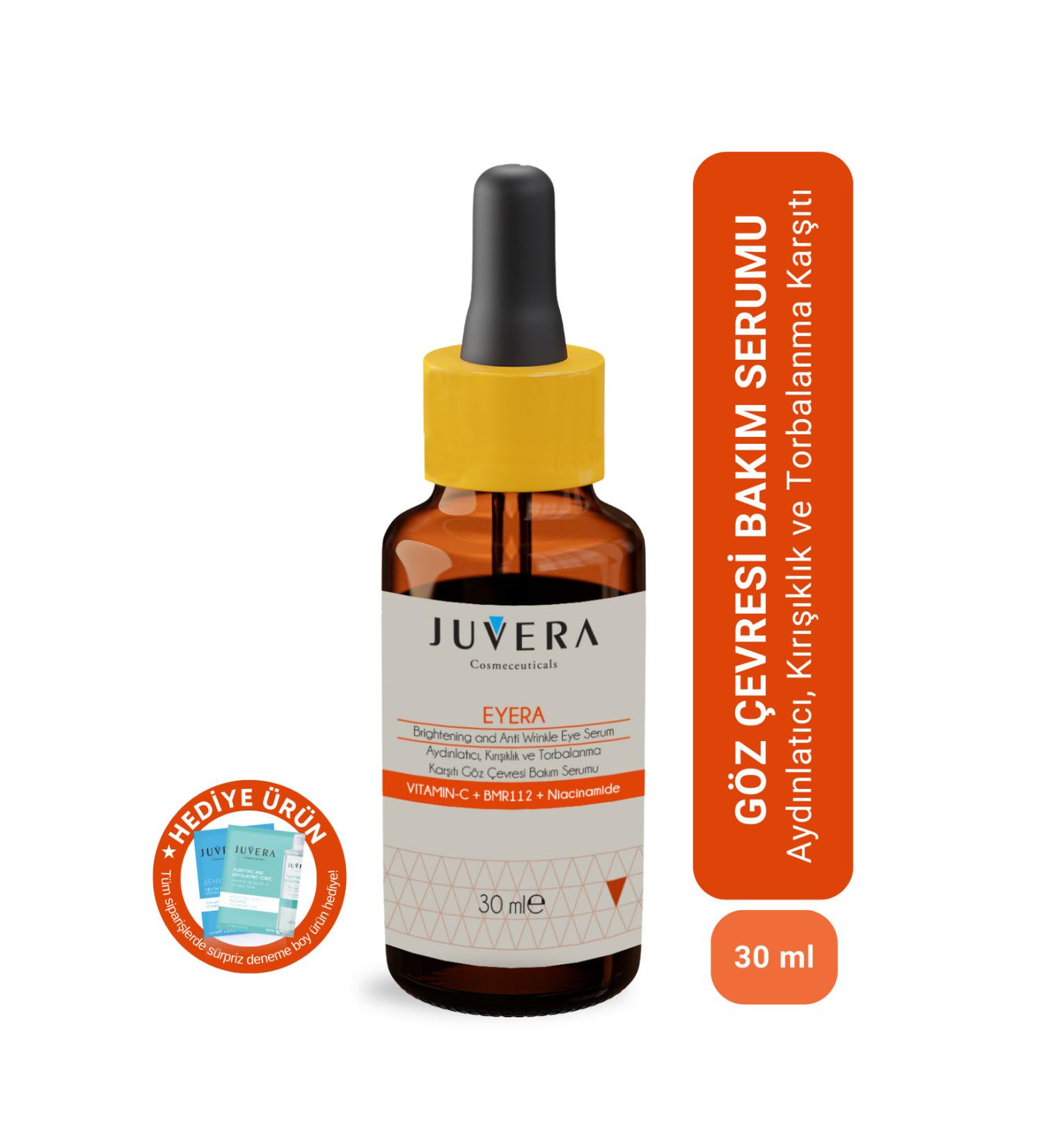 JUVERA Cosmeceuticals Brightening Anti-Puffiness and Anti-Wrinkle Eye Contour Serum 30ml - Buy Online on GoSupps.com