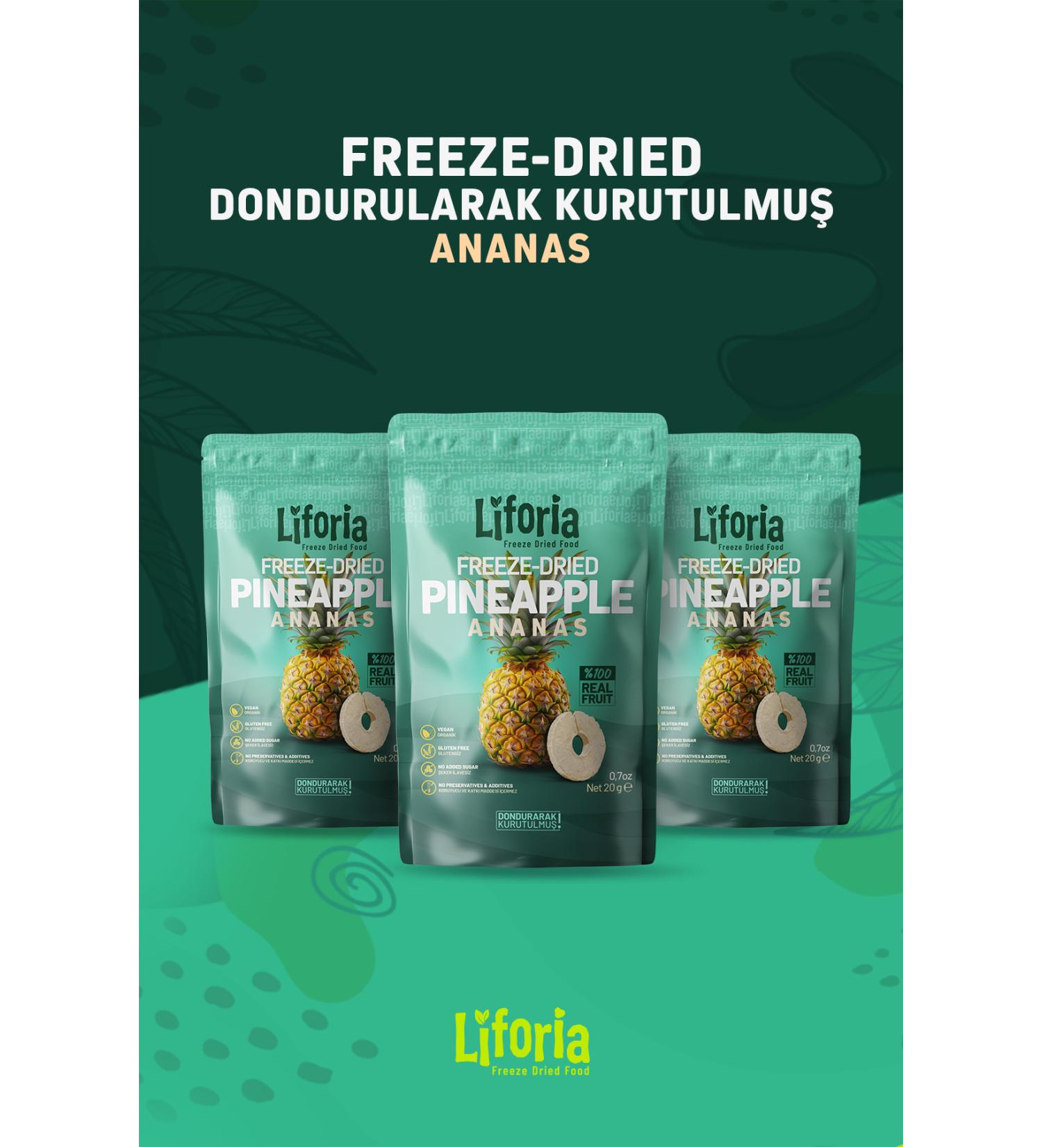 Liforia 3 Pack - Freeze Dried Pineapple Thin Slice 20gr
