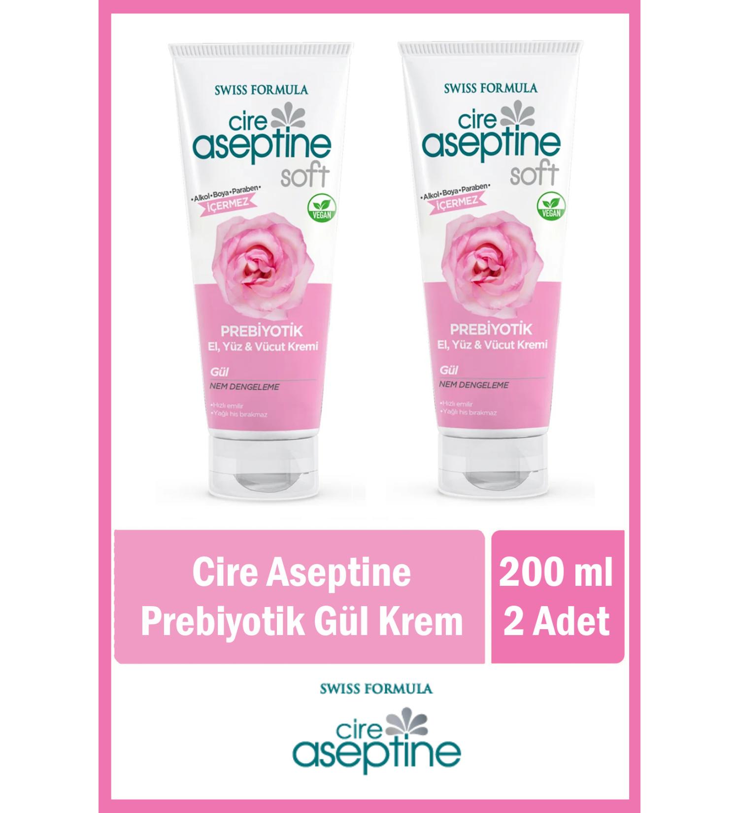 Cire Aseptine Hand Face and Body Cream 200 ml Prebiotic Rose x 2 Pcs