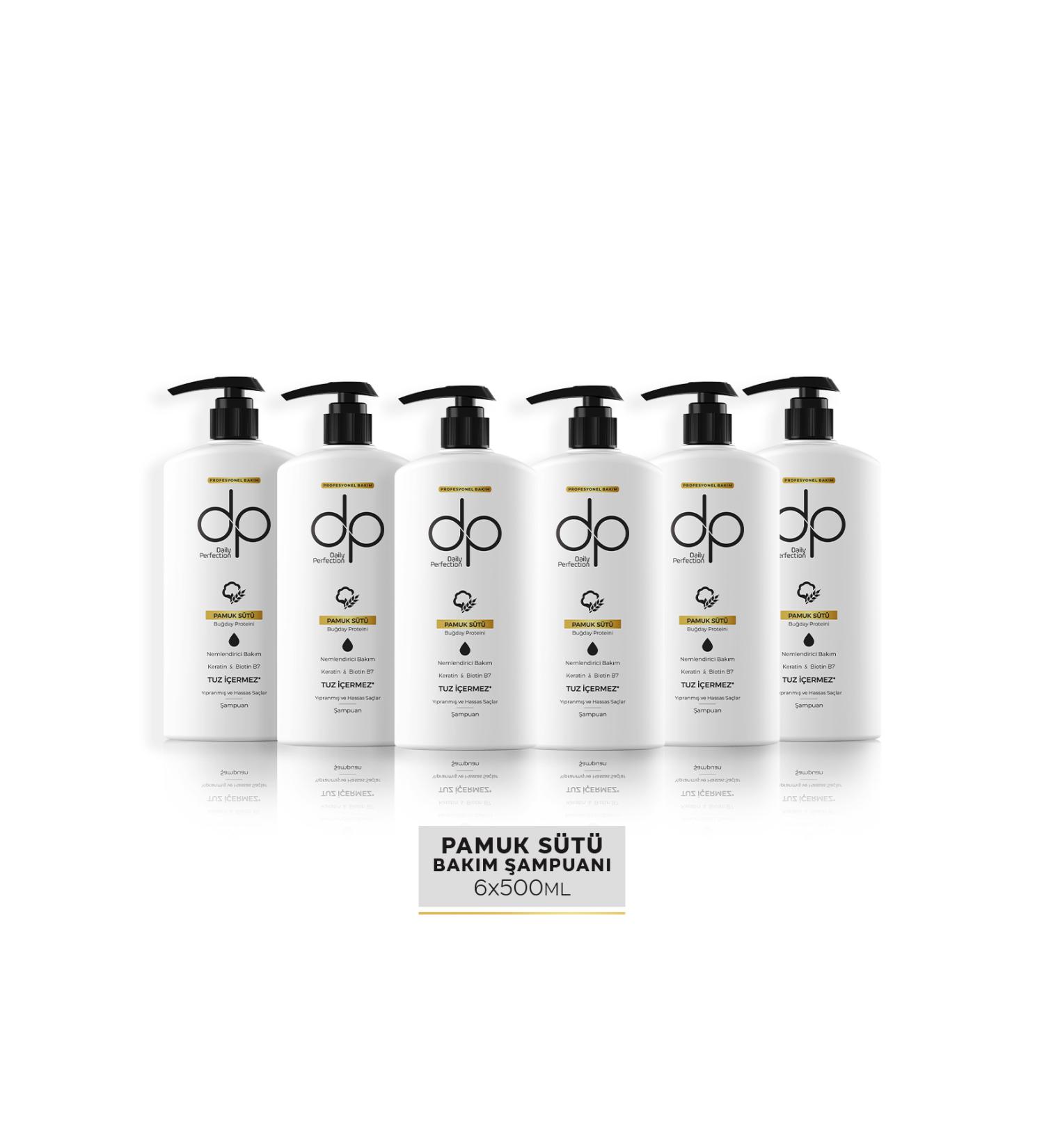 dp Daily Perfection dp Daily PerfectionSalt-Free Shampoo Cotton Milk and Wheat Protein 6 Pieces 500 ml - Buy Online on GoSupps.com