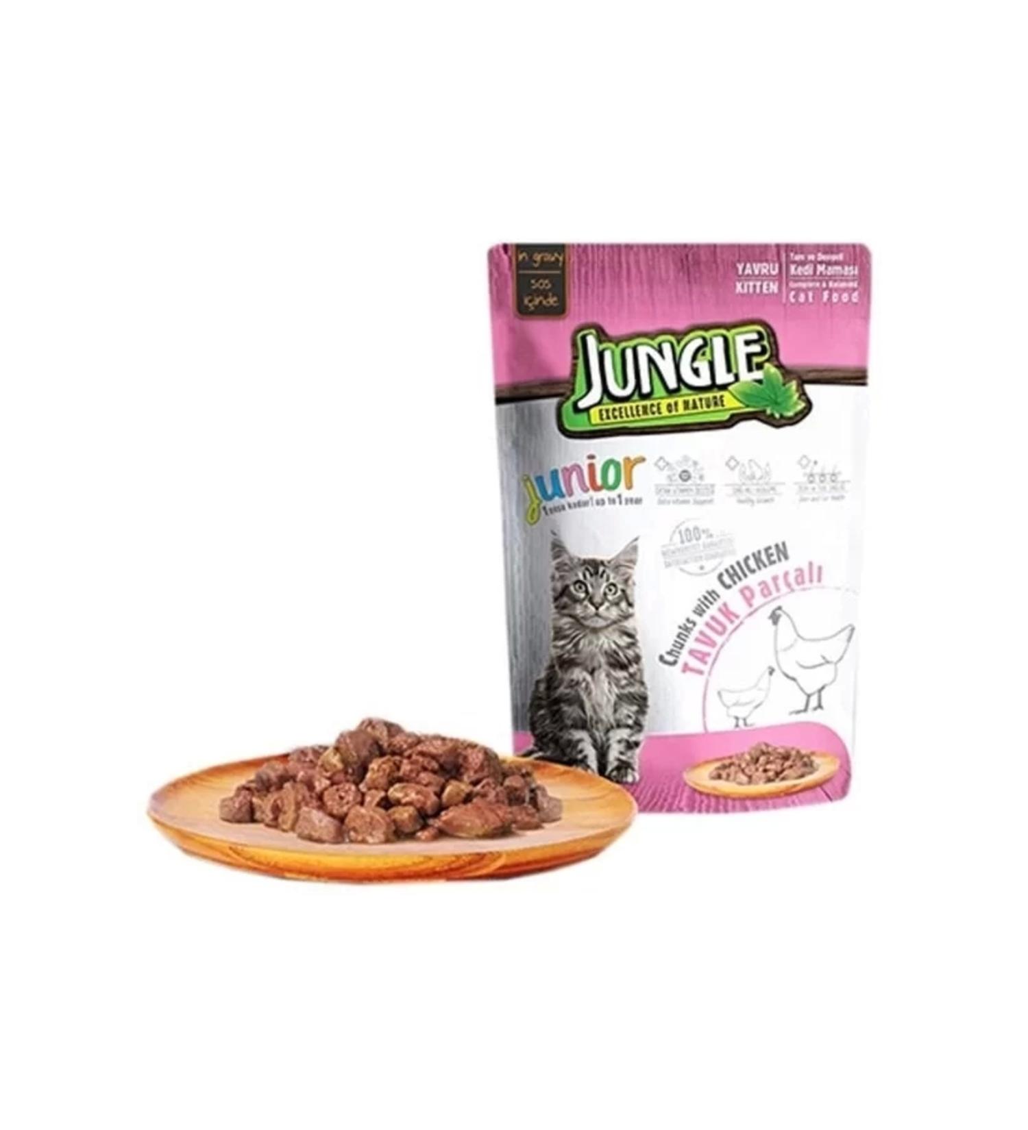 Jungle Chicken Pouch Kitten Canned Cat Food 85 gr