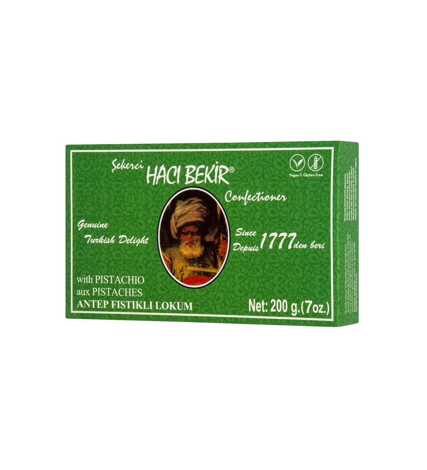 Zamane Bazaar Traditional Turkish Dessert Hac Bekir Extra Pistachio Turkish Delight 200 gr
