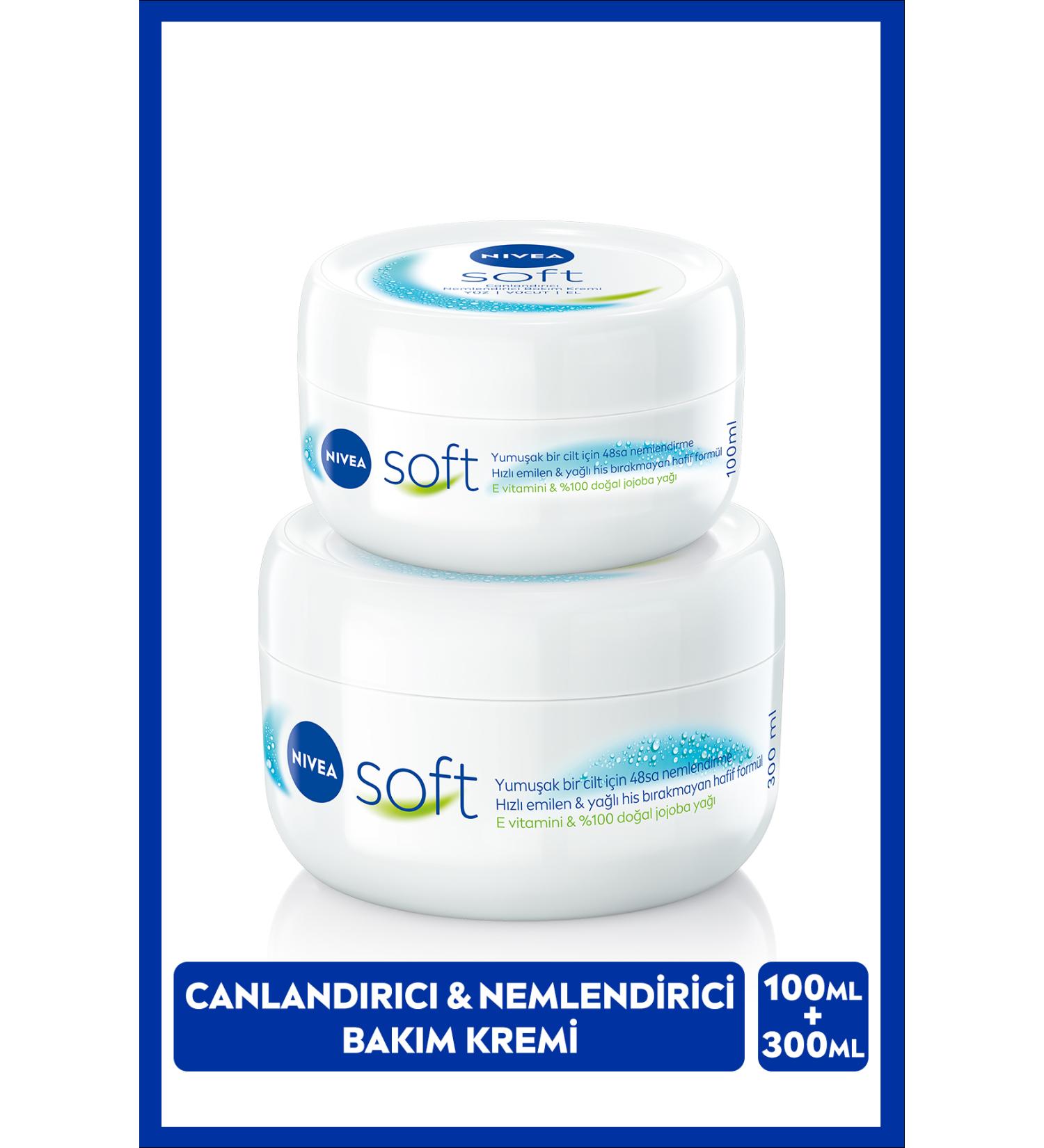 NIVEA Soft Moisturizing Hand Face and Body Care Cream 100ml and 300ml Jojoba Oil Vitamin E Smooth Skin - Buy Online on GoSupps.com