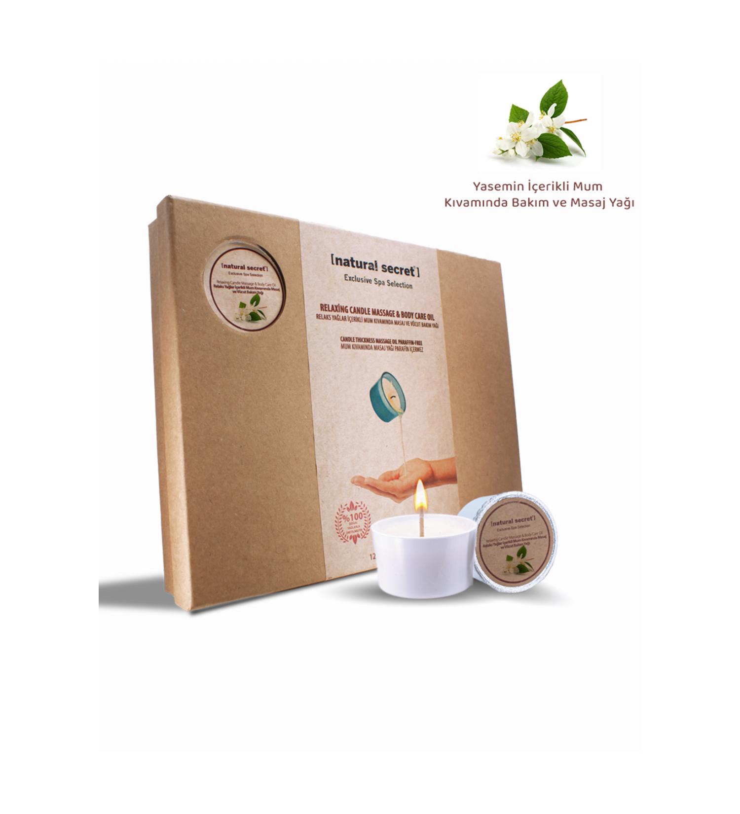 Natural Secret Jasmine Candle Massage & Body Care Oil 12x40ml