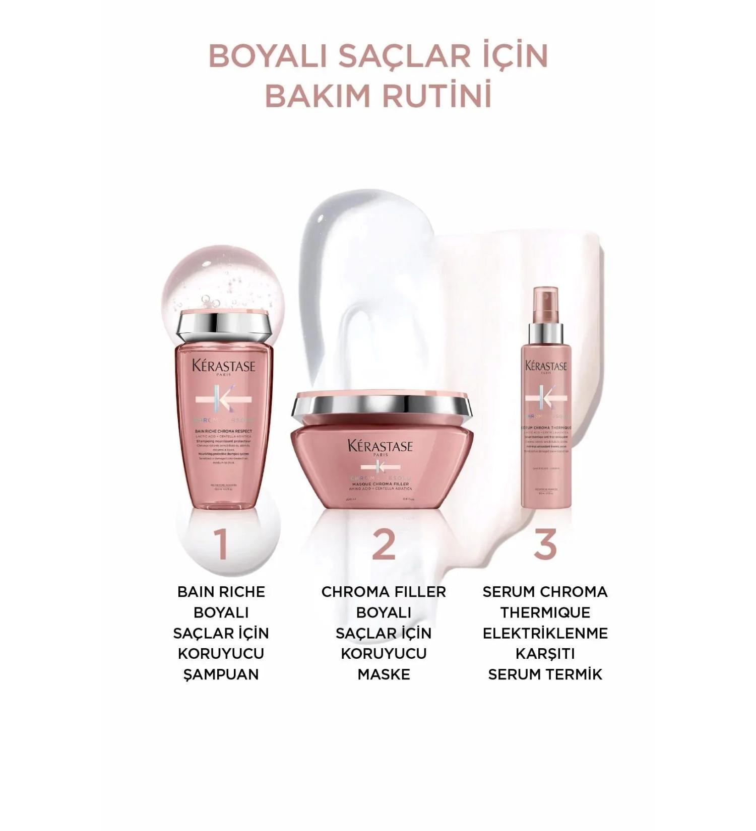 Kerastase Chroma Absolu Nourishing Shampoo for Dyed Hair250ml-Mask200ml-Serum150ml1KUTUKOZMET K