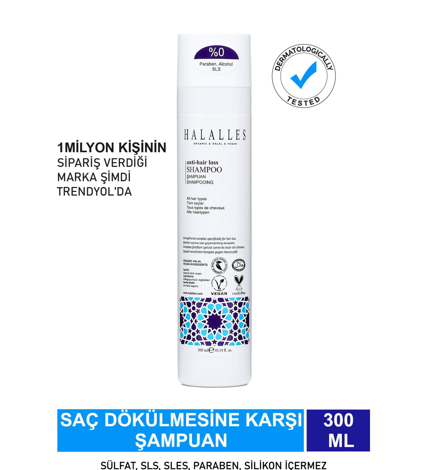 Halalles Anti Hair Loss Shampoo Sulfate Free & Vegan Formula 300 ml - Buy Online on GoSupps.com