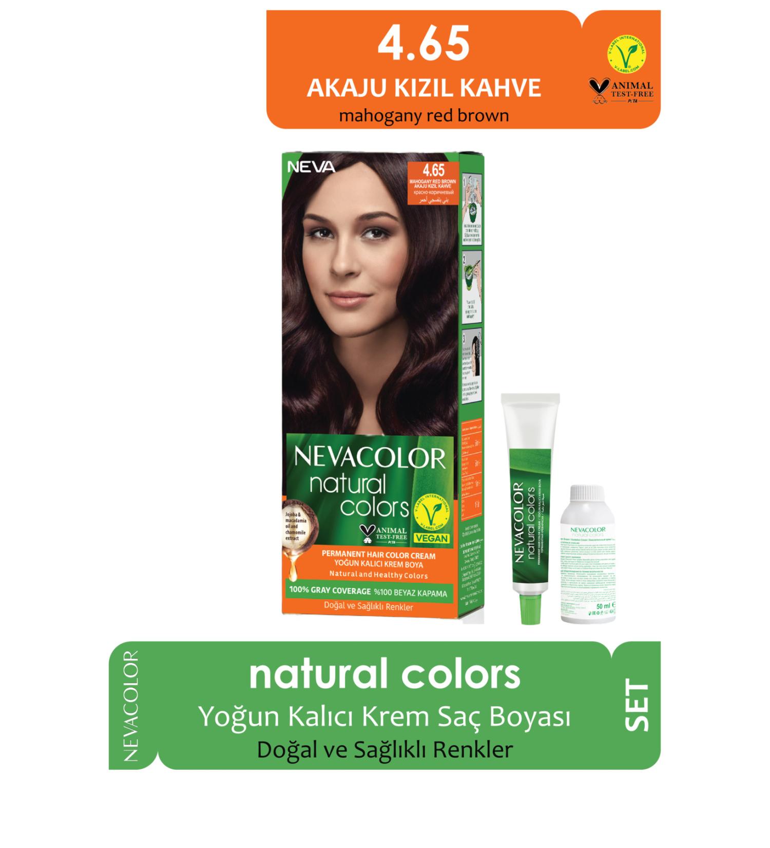 Neva Color Natural 4.65 Akaju Red Brown Hair Dye