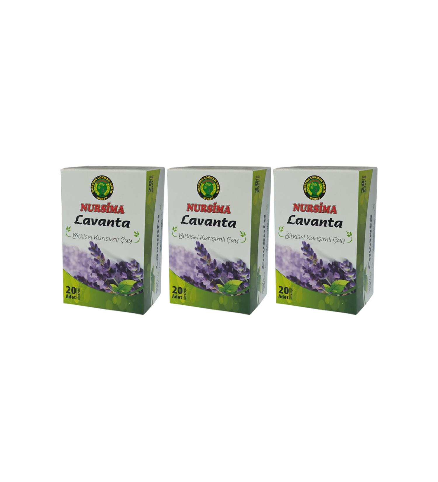Nursima Lavender Herbal Mixed Tea 20 Filter Bags 3 Boxes