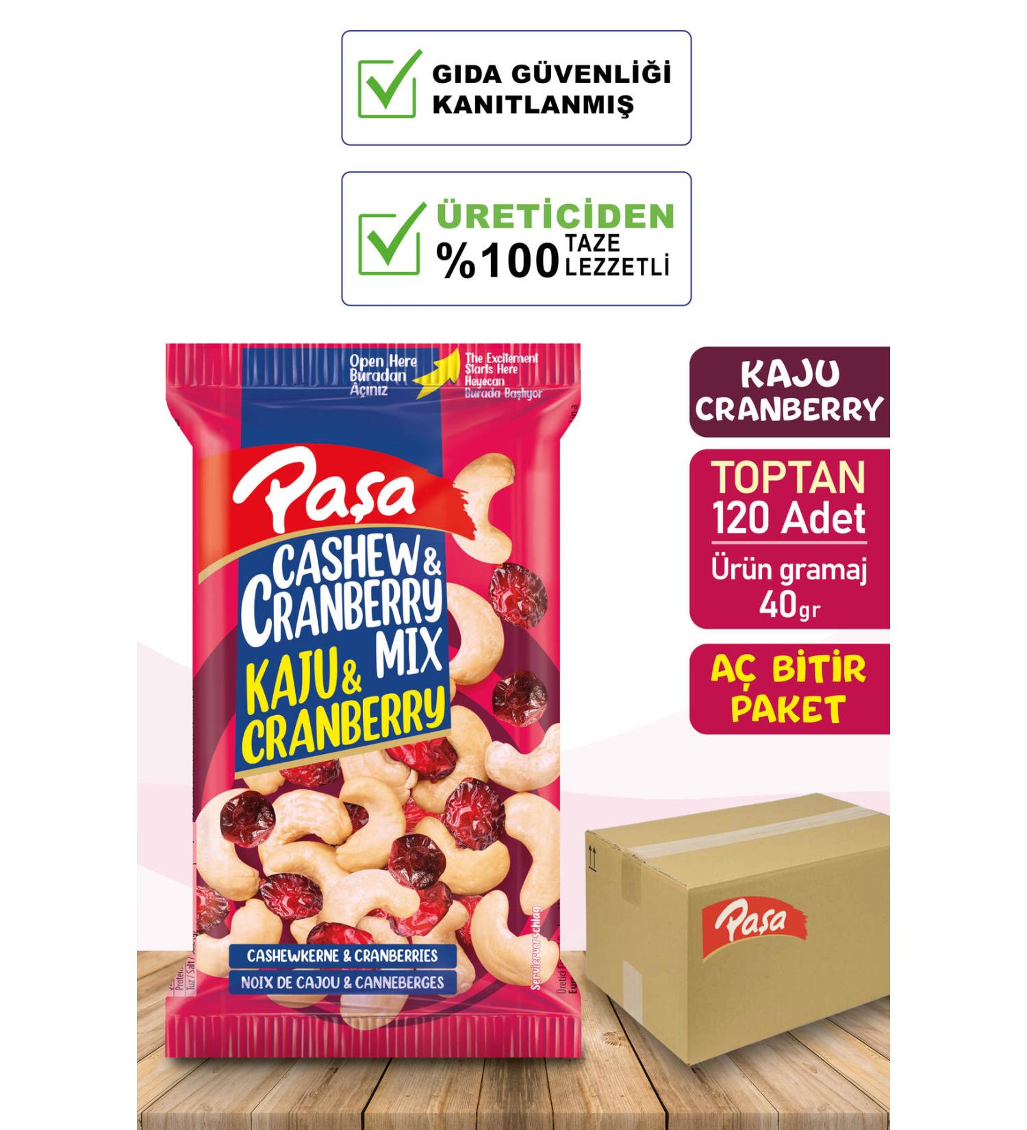 Pasha Nuts Raw Cashew & Cranberry 40 gr (WHOLESALE 120 PIECES) - Buy Online on GoSupps.com
