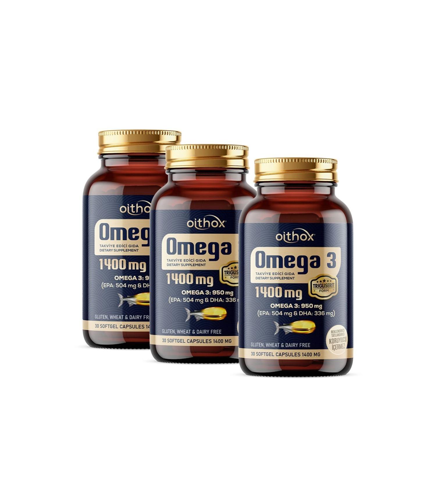 Oithox Omega 3 Fish Oil 1400 mg 30 Capsules 3 Pack - Buy Online on GoSupps.com