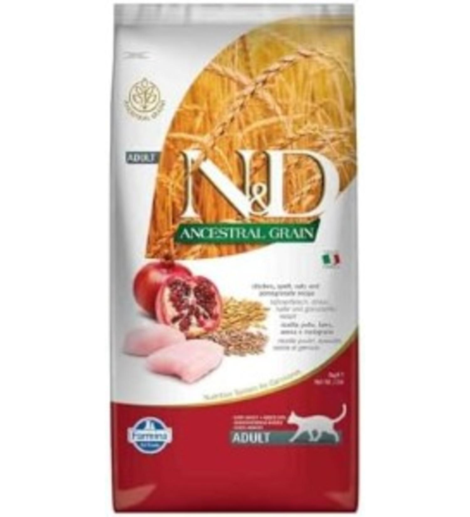 N & D Ancestral Grain Dry Cat Food Chicken Boneless Wheat Oats and Pomegranate Adult 5 kg