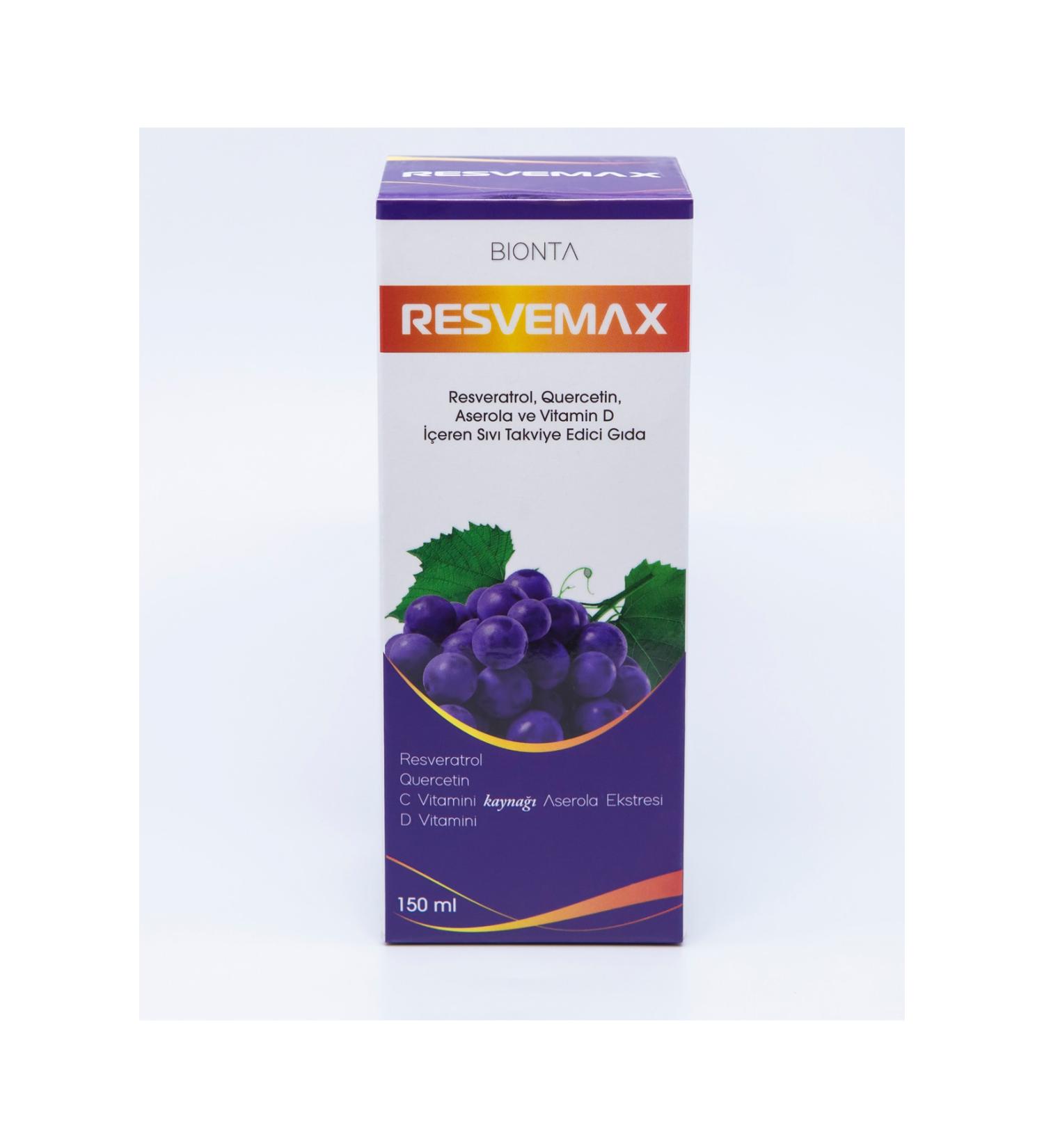 RESVEMAX 150 ml Liquid Food Supplement Containing Resveratrol Quercetin Acerola Vitamin C Vitamin D - Buy Online on GoSupps.com