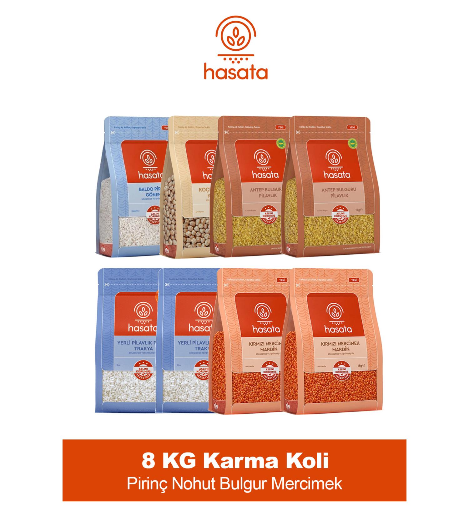 Harvest 8 KG Rice and Pulses Package Mixed Box | 3 Kg Rice 2 Kg Lentils 2 Kg Bulgur 1 Kg Chickpeas