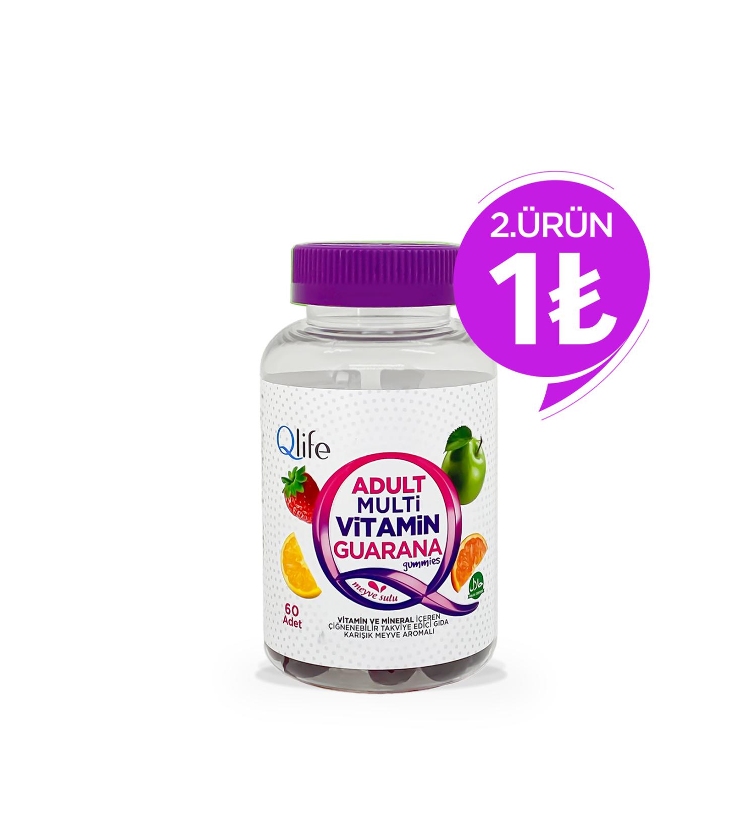 Qlife Adult Multivitamin Guarana Gummies Chewable 60 Pieces - Buy Online on GoSupps.com