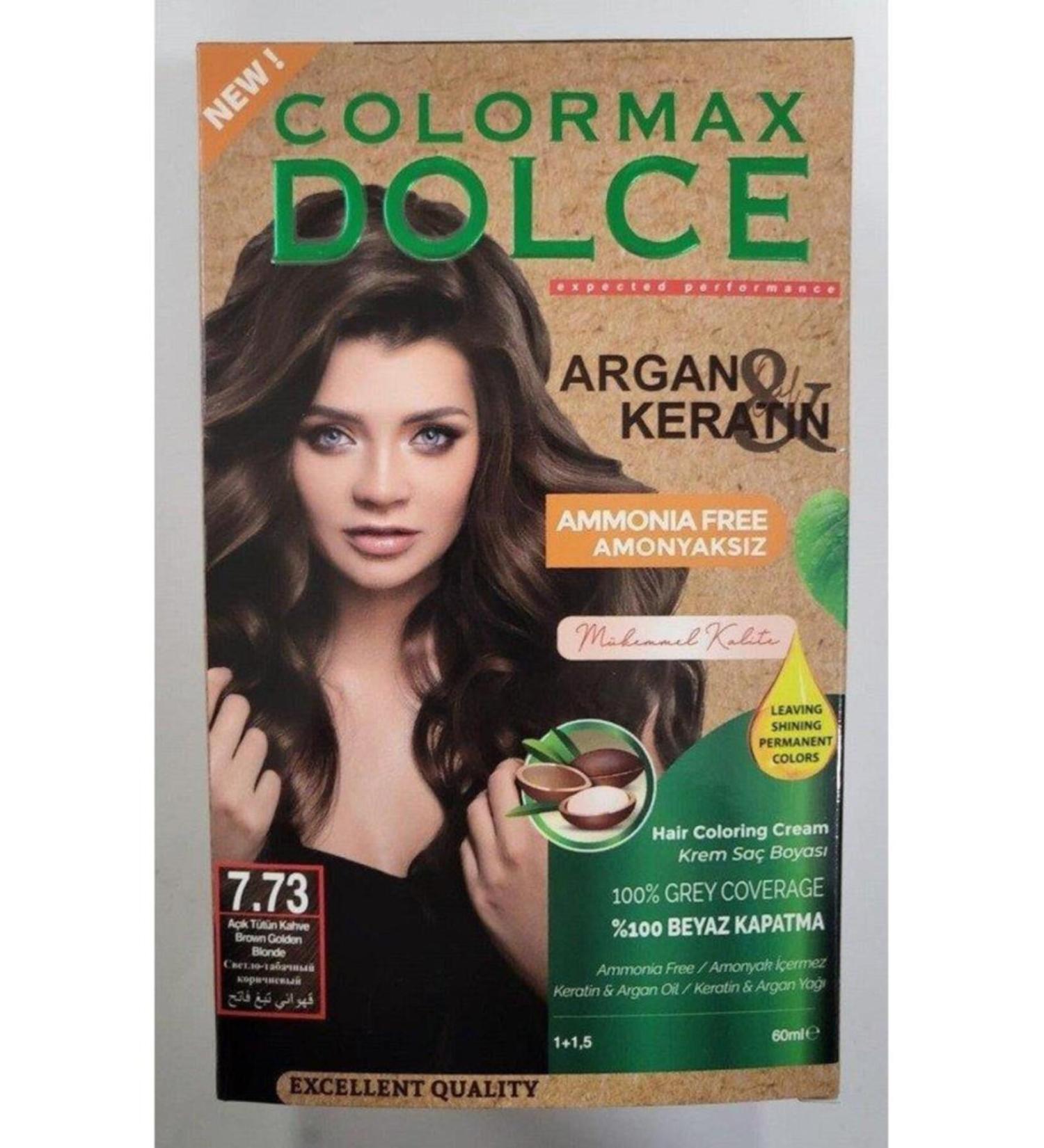 COLORMAX DOLCE Colormax Ammonia Free Hair Dye 7.73 Light Tobacco Brown