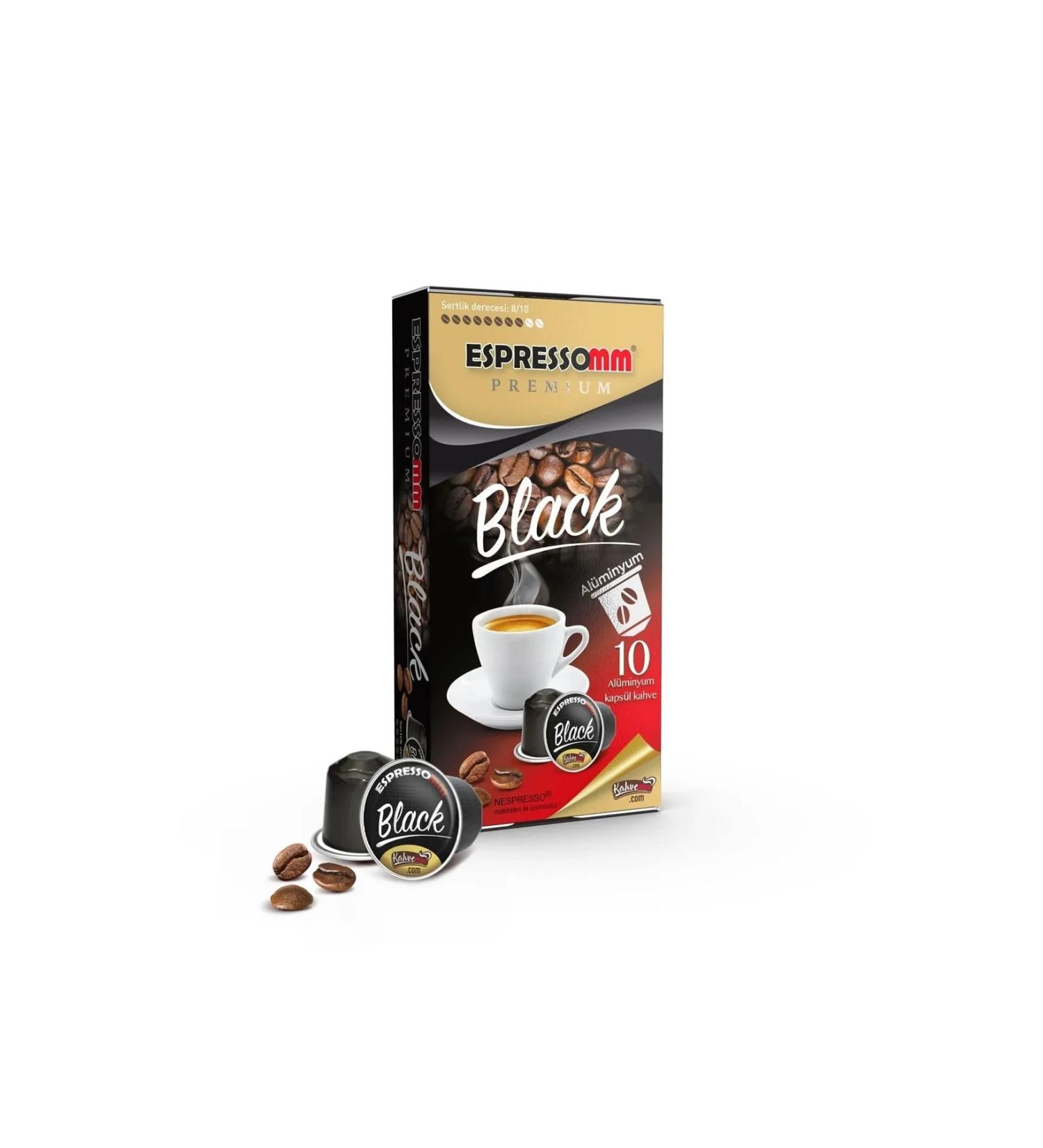 ESPRESSOMM Premium Black Aluminum Capsule Coffee Compatible with Nespresso Machines (1 Pack - 10 Capsules)