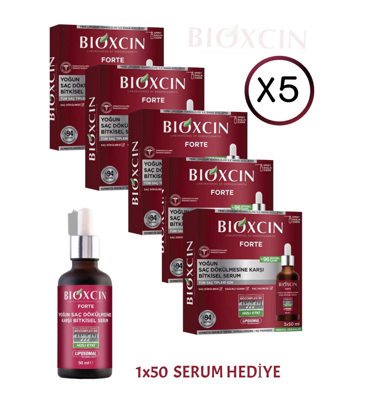 Bioxcin Forte Intensive Anti-Hair Loss Herbal Serum 3x50ml (5 PIECES) + (1 PIECE 50 ML SERUM)