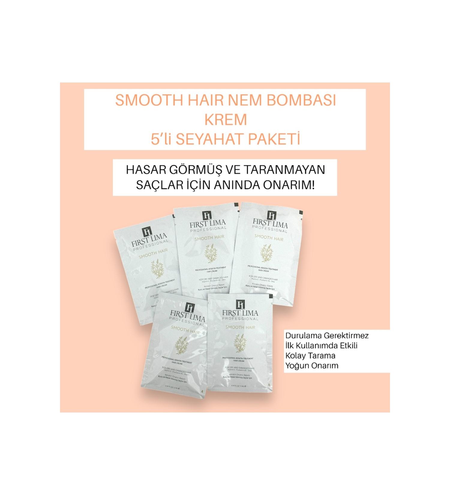 First Lima Professional Smooth Hair Moisture Bomb Cream Travel Pack Instant Repair for Dry and Damaged Hair 5 * 15 ml